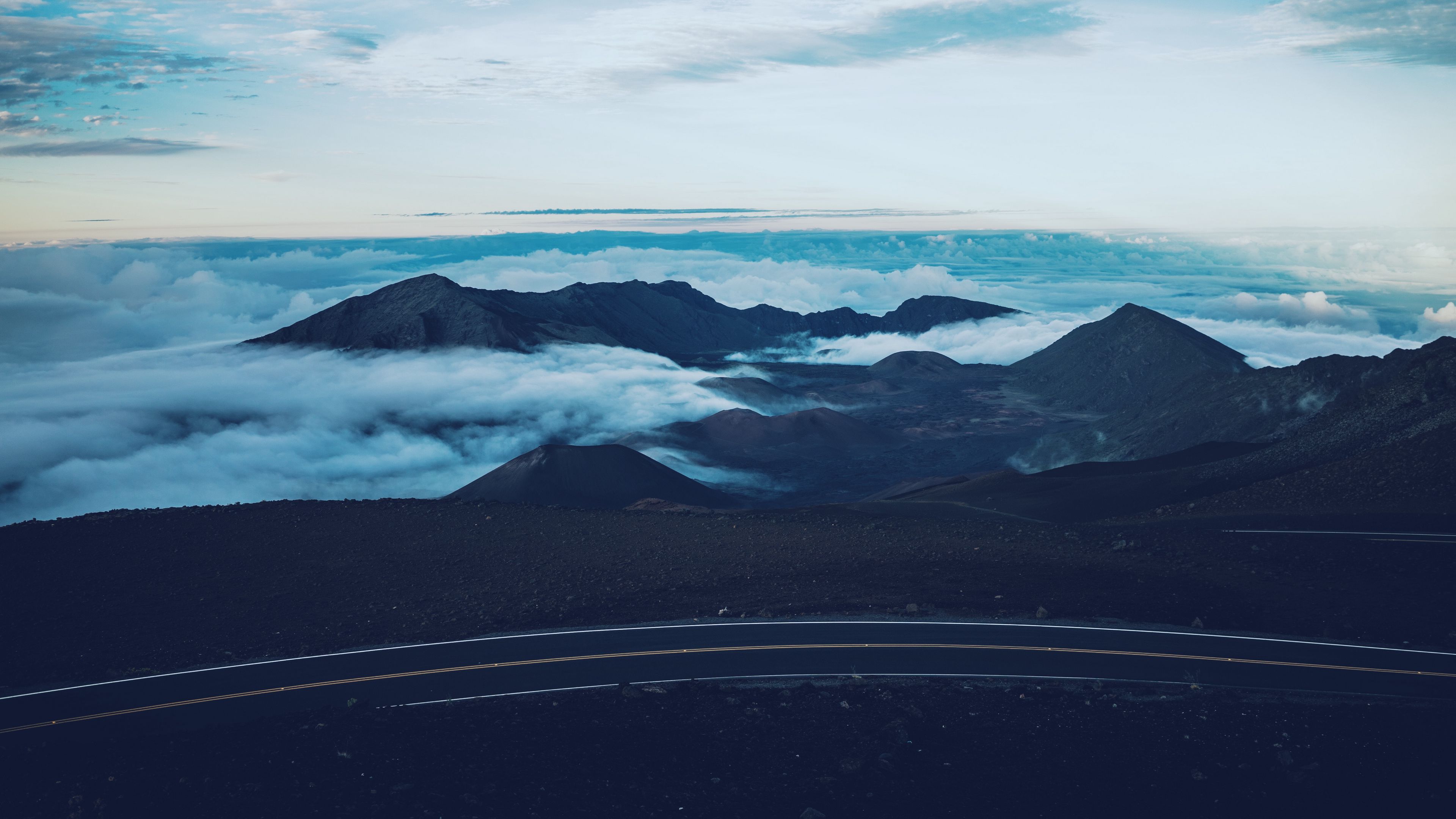 mountains, road, clouds, sky, 4k, HD Wallpaper