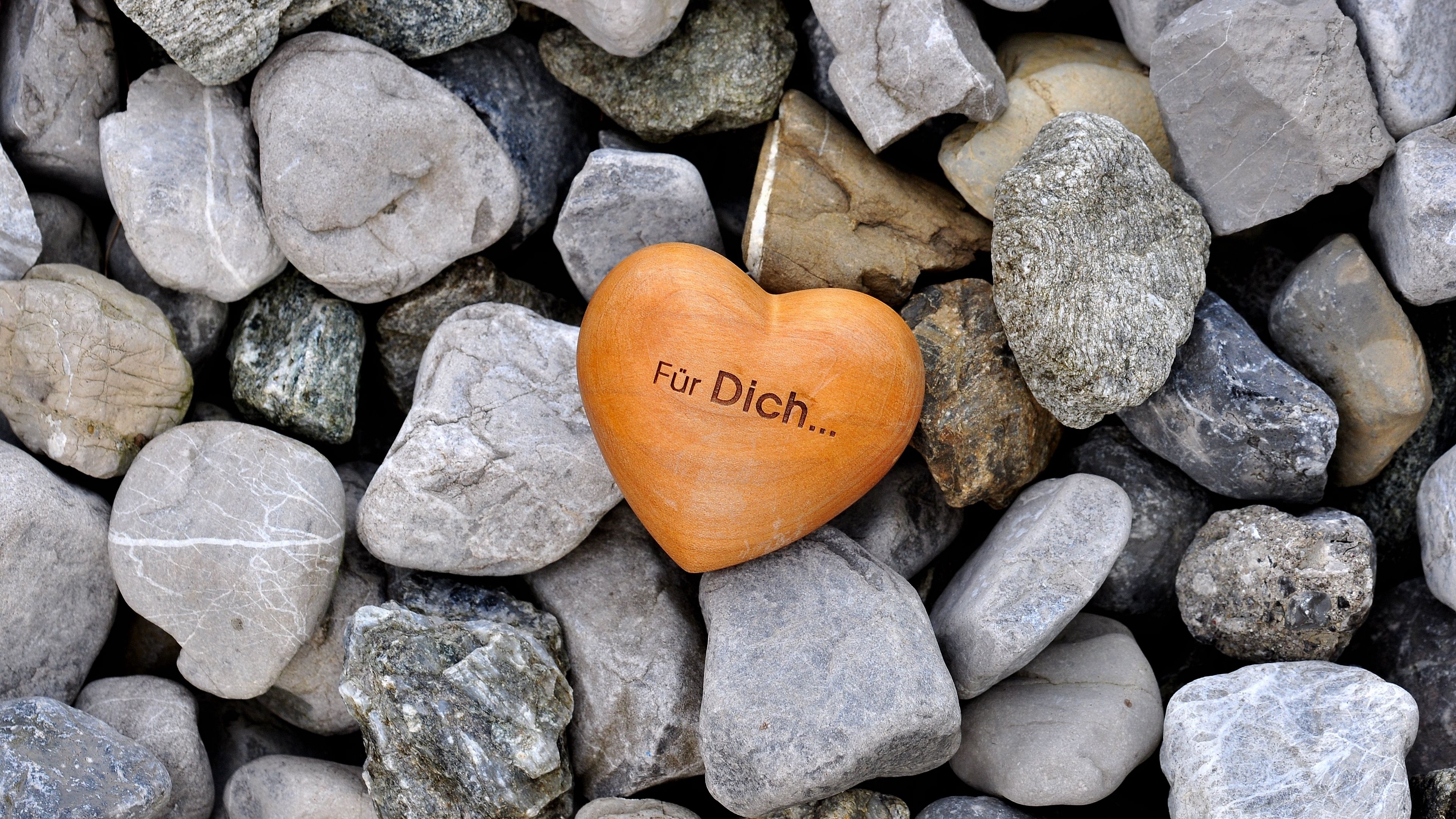 heart, stones, love, inscription, 4k, HD Wallpaper