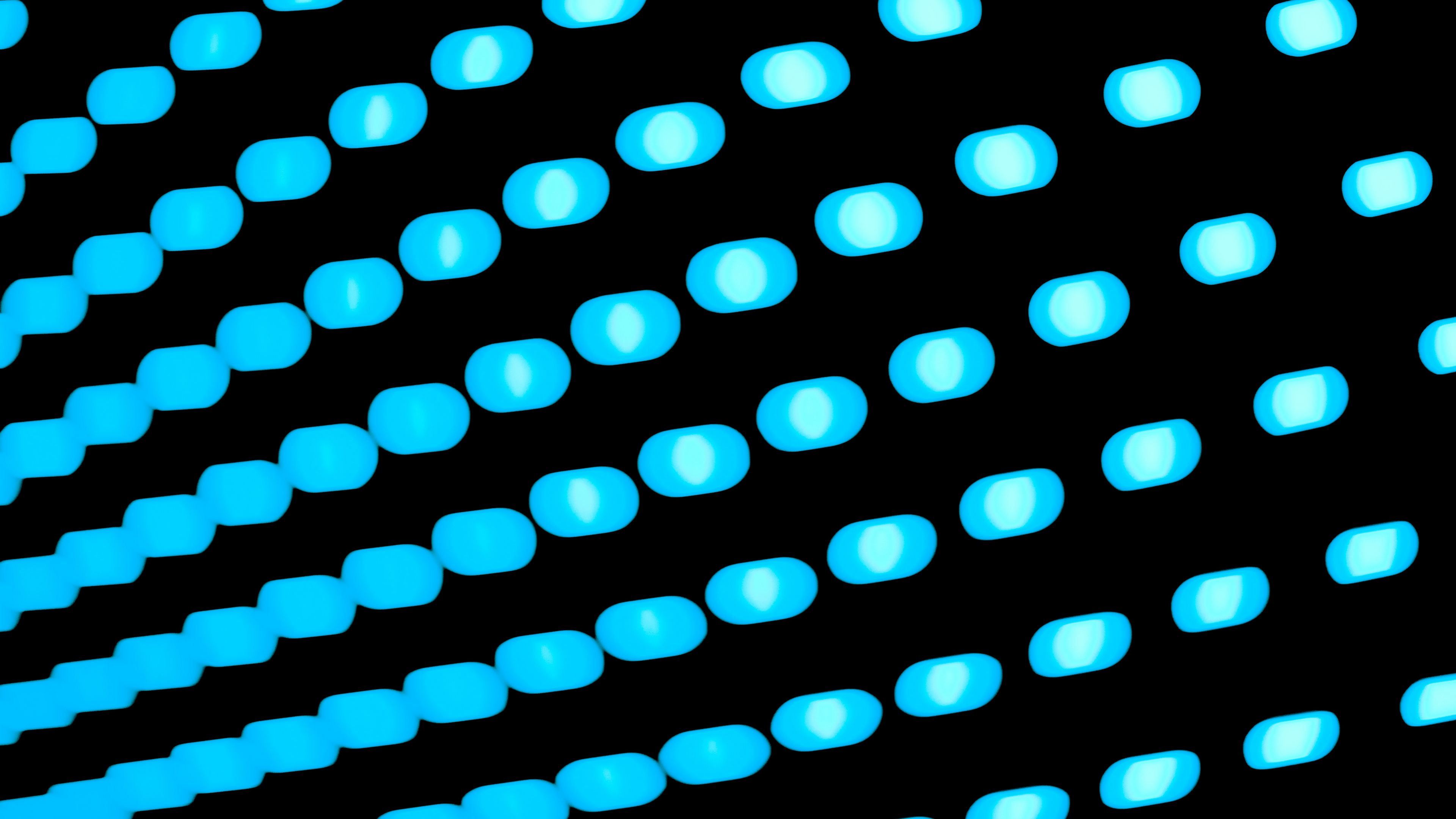 ovals, blue, surface, neon, 4k, HD Wallpaper