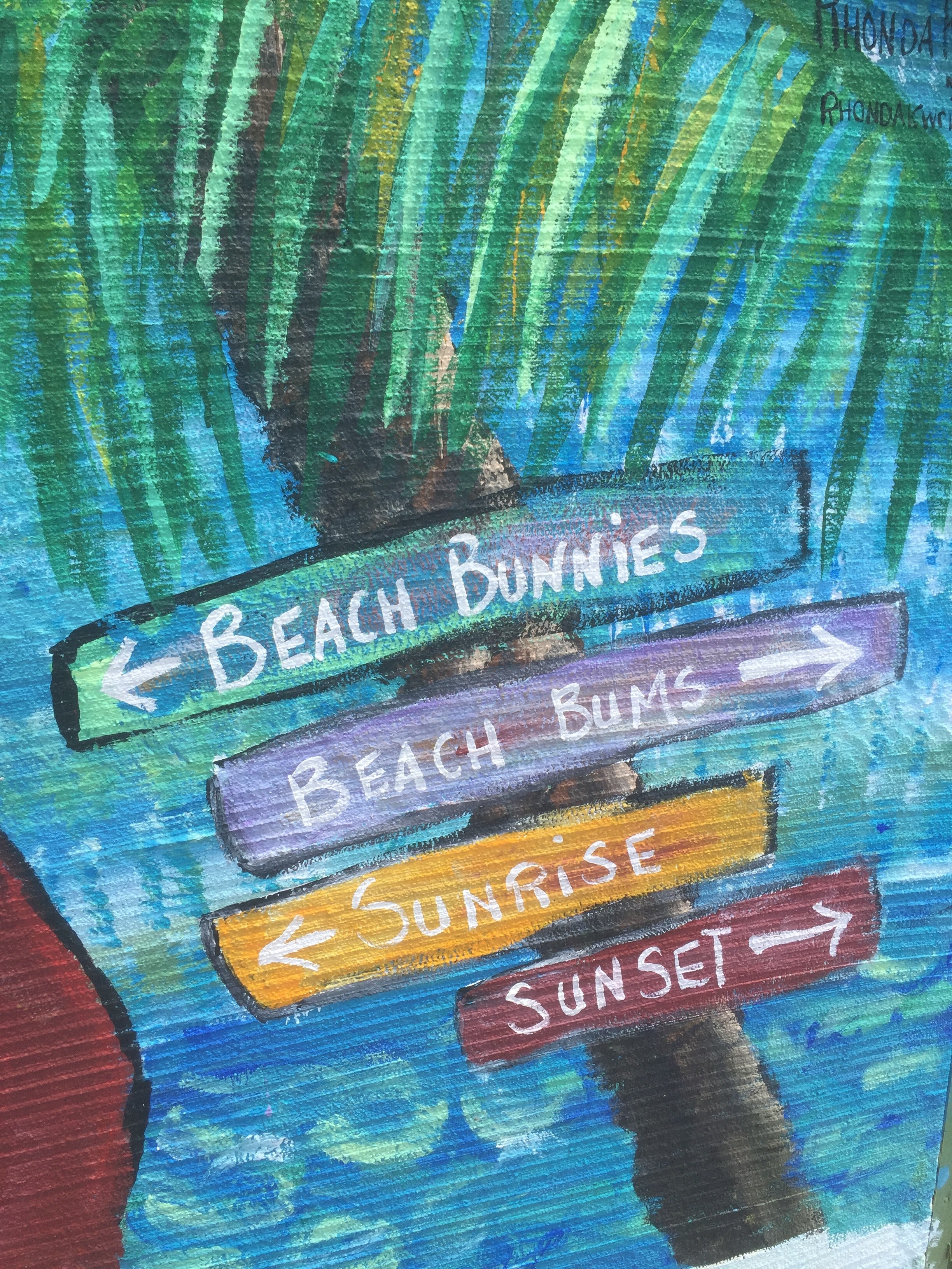 mural beach sign and street art hd, 4k, Phone HD Wallpaper