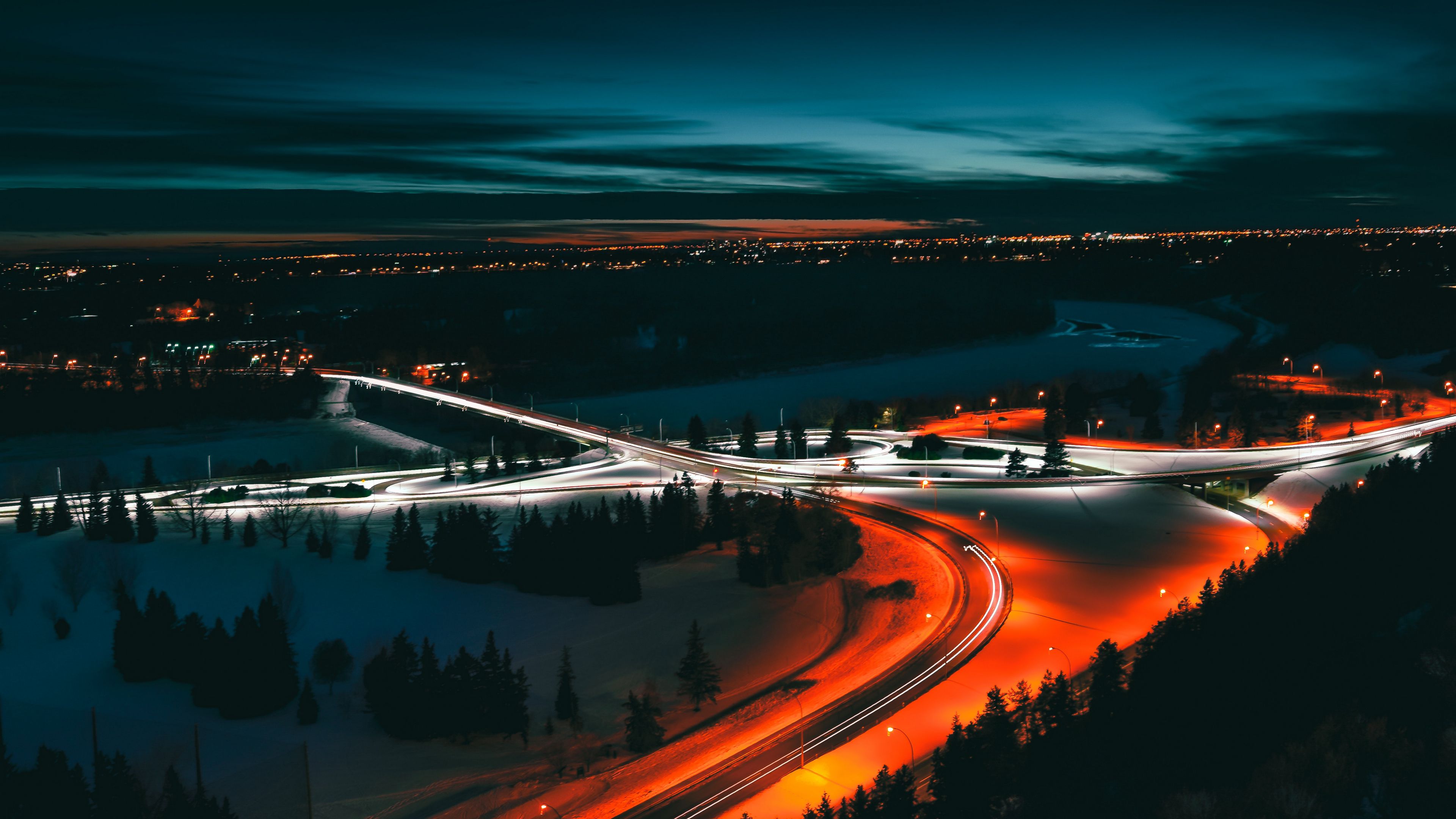 edmonton, canada, night city, top view, 4k, HD Wallpaper