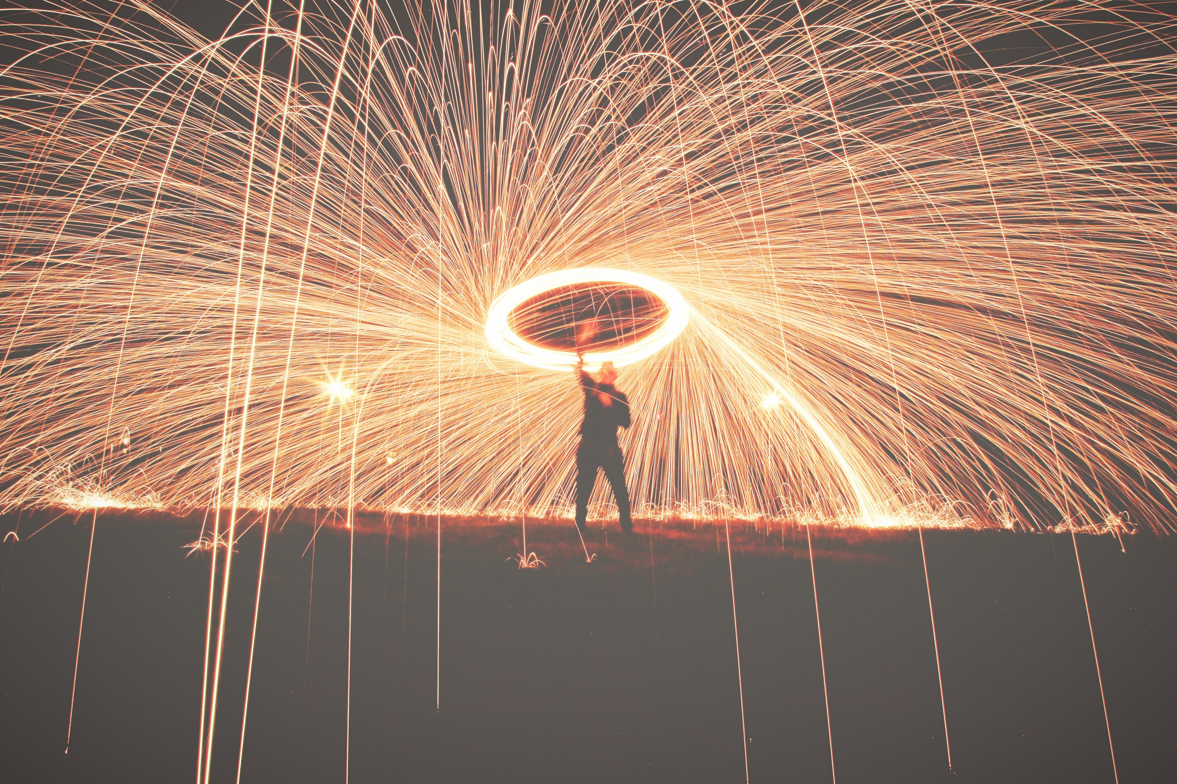 light swirl long exposure and line 4k, HD Wallpaper