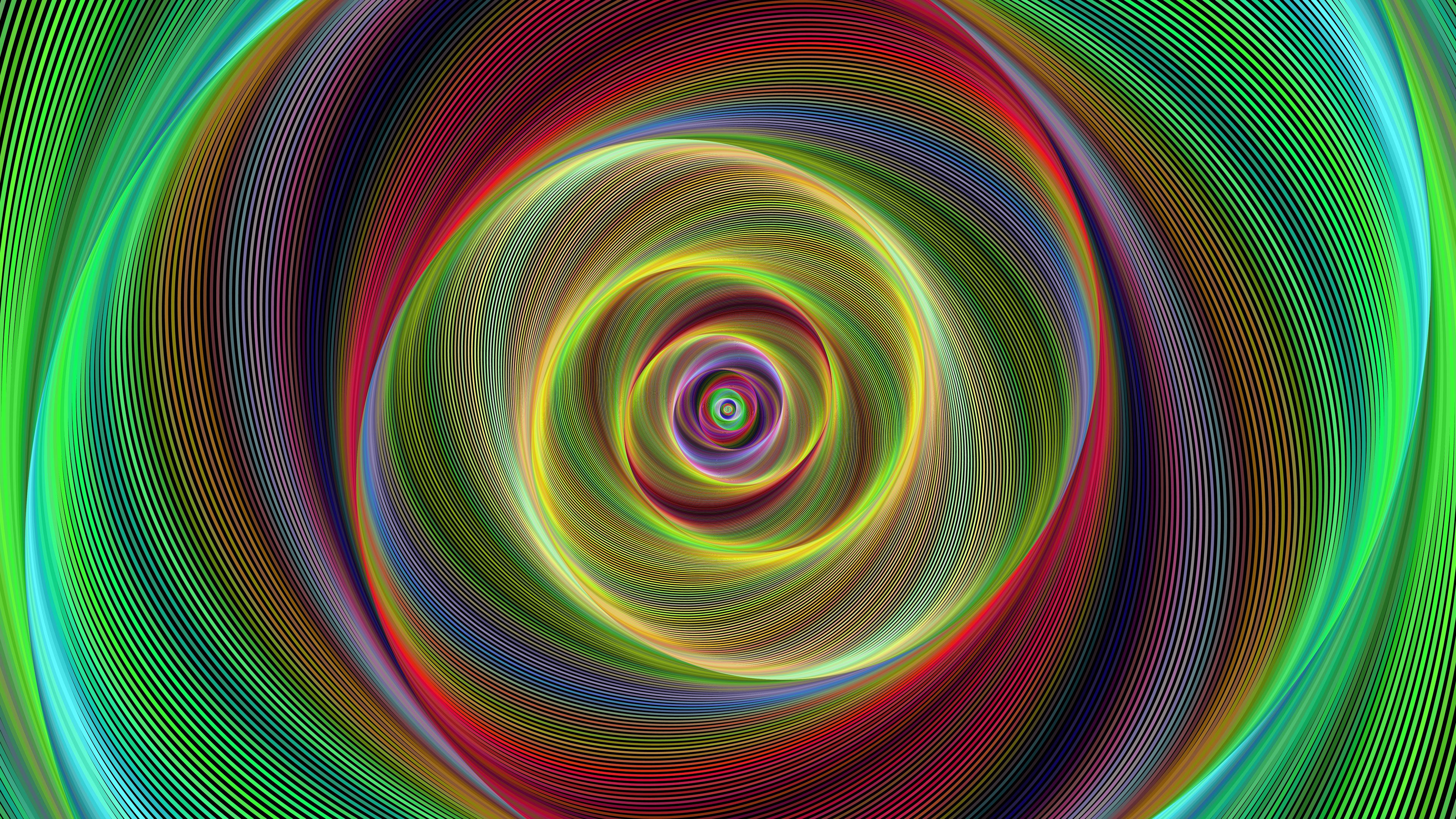 spiral, rotation, fractal, lines, 4k, HD Wallpaper