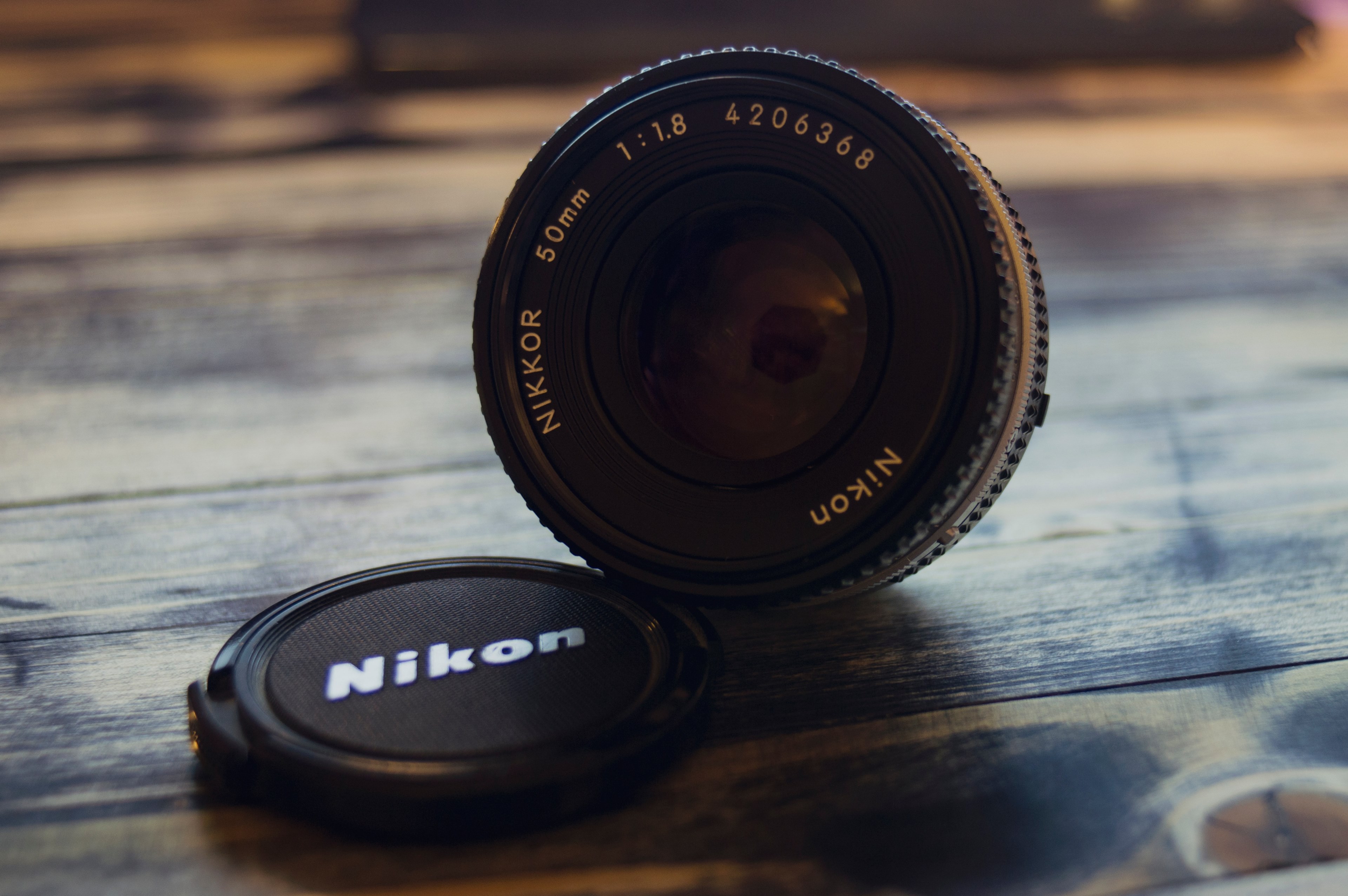 nikon 50mm lens and cap, photography lens and cap 4k, HD Wallpaper