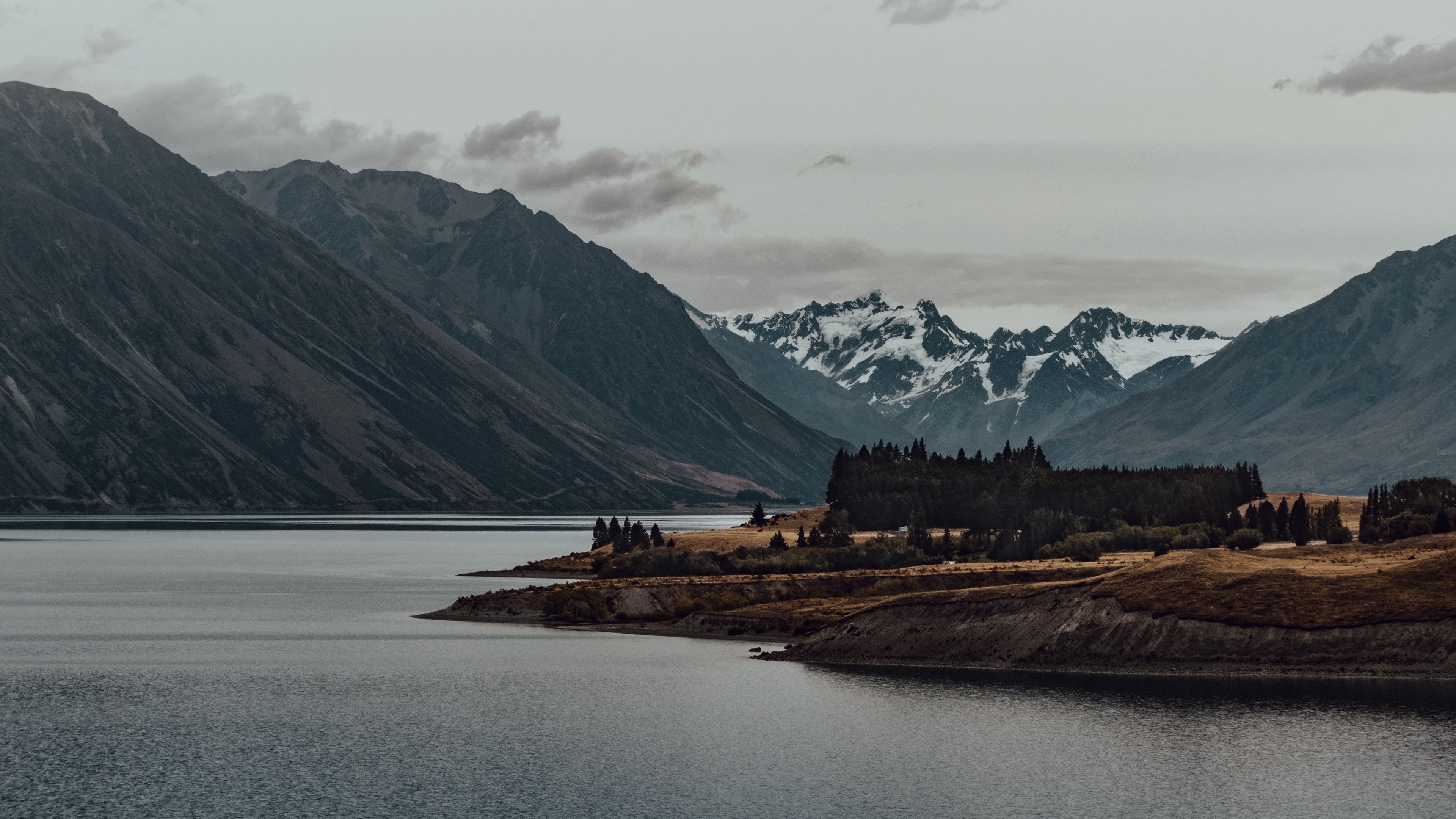 mountains, lake, fog, 4k, HD Wallpaper