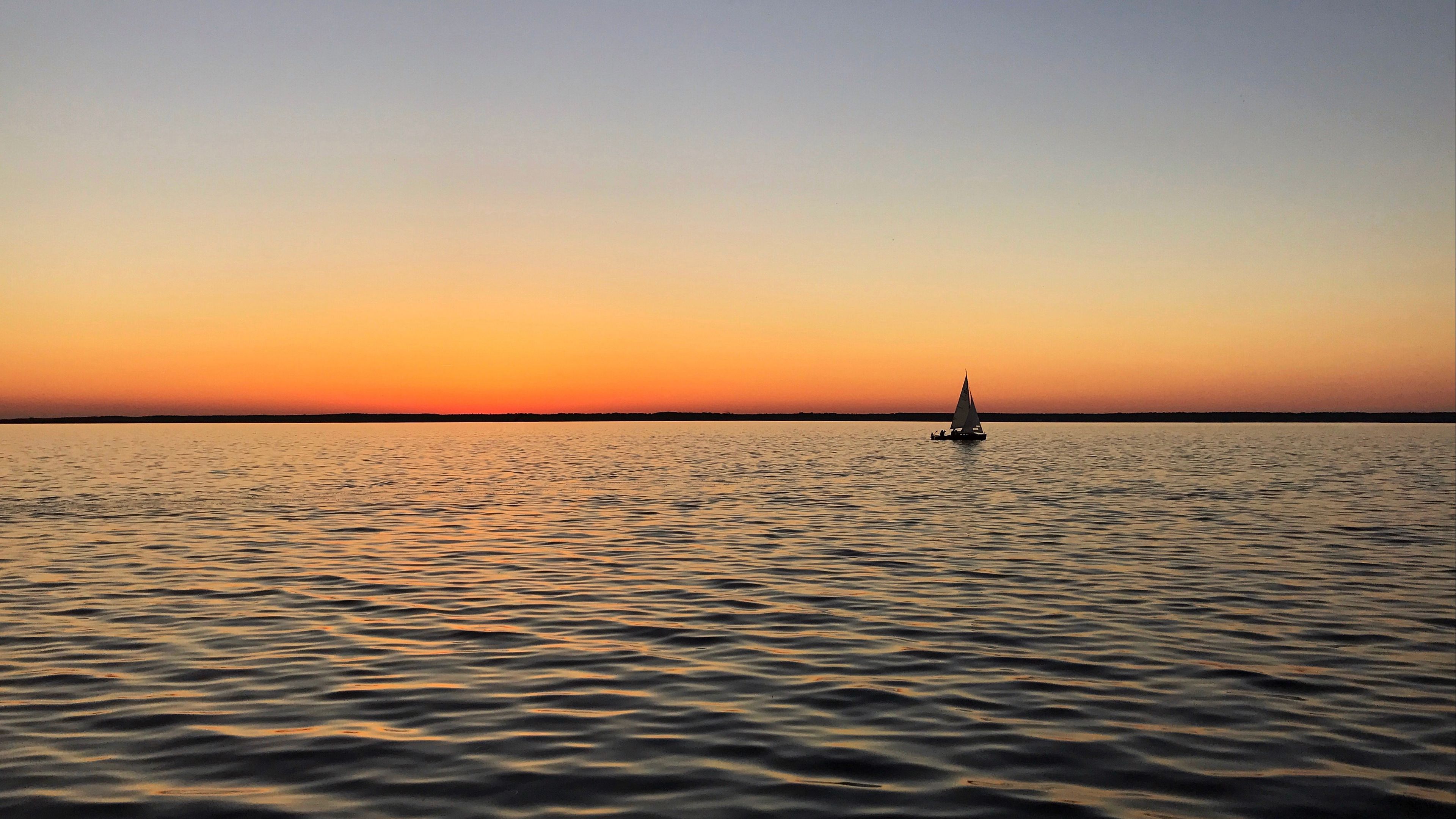 sea, sail, horizon, 4k, HD Wallpaper