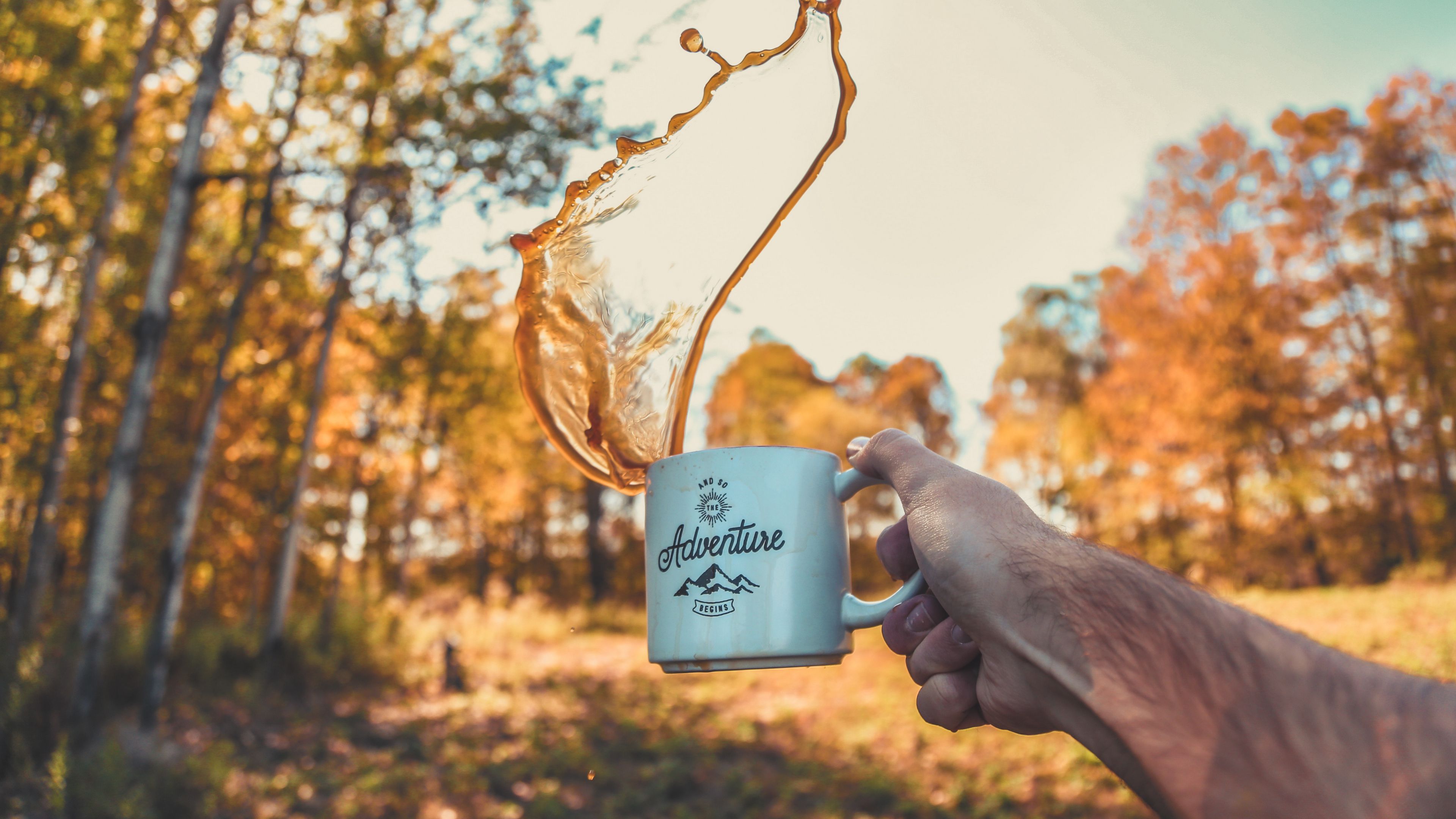 mug, splash, hand, 4k, HD Wallpaper