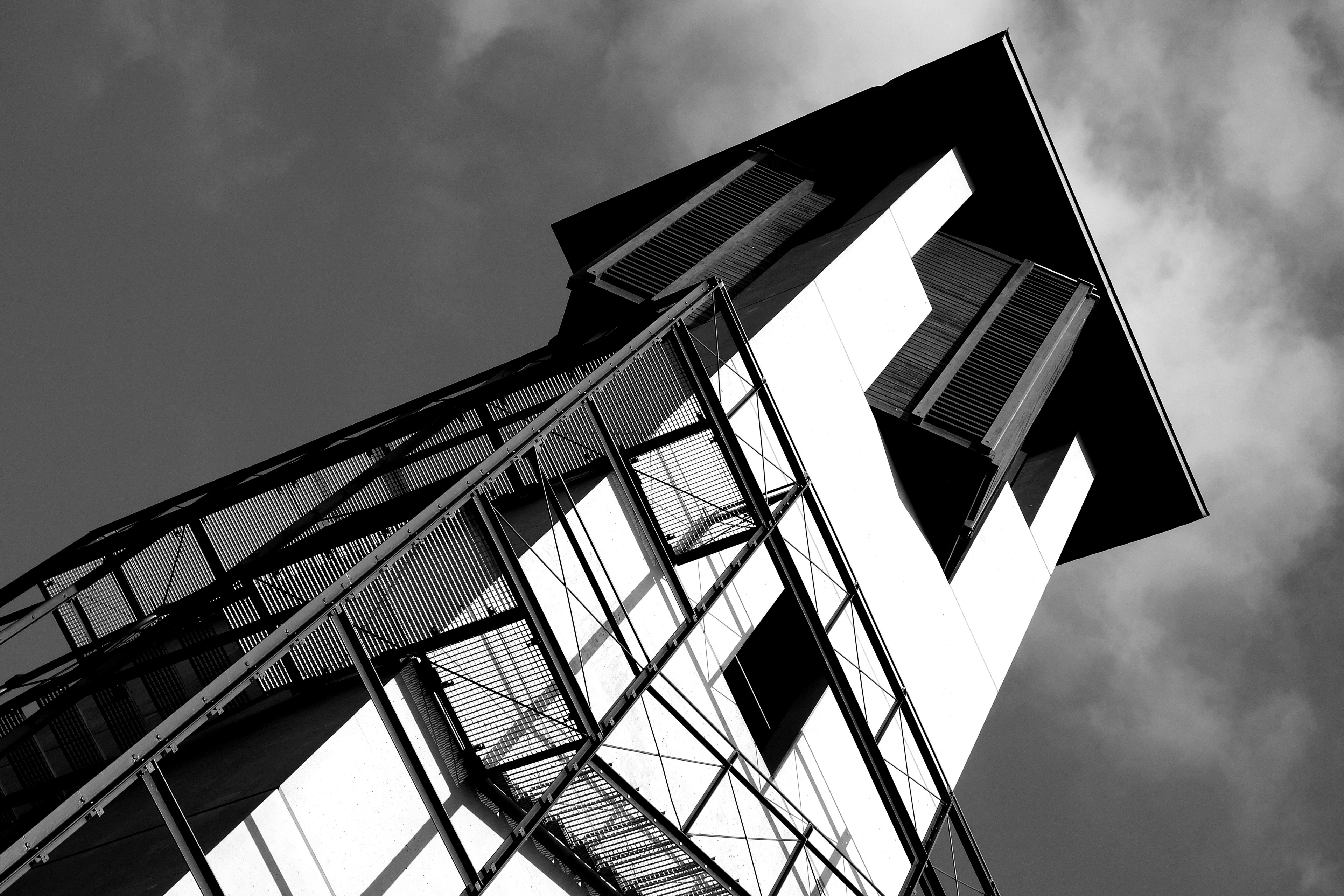 black and white shot of tower from below with traditional architecture mitte nuremberg bavaria germany, matthuskirche 4k, HD Wallpaper