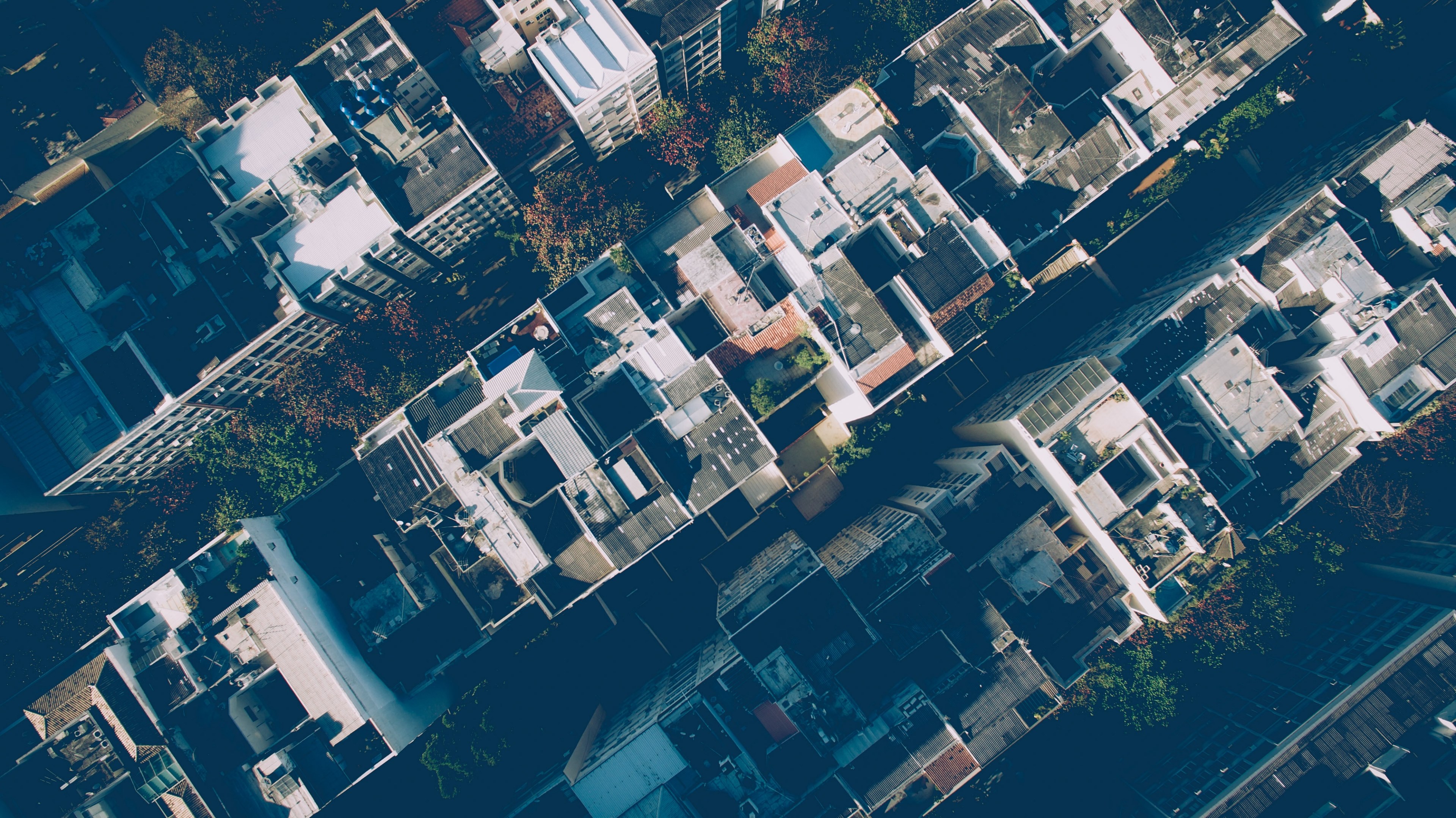 a drone shot of the roofs of residential buildings in ipanema, residential building roofs 4k, HD Wallpaper