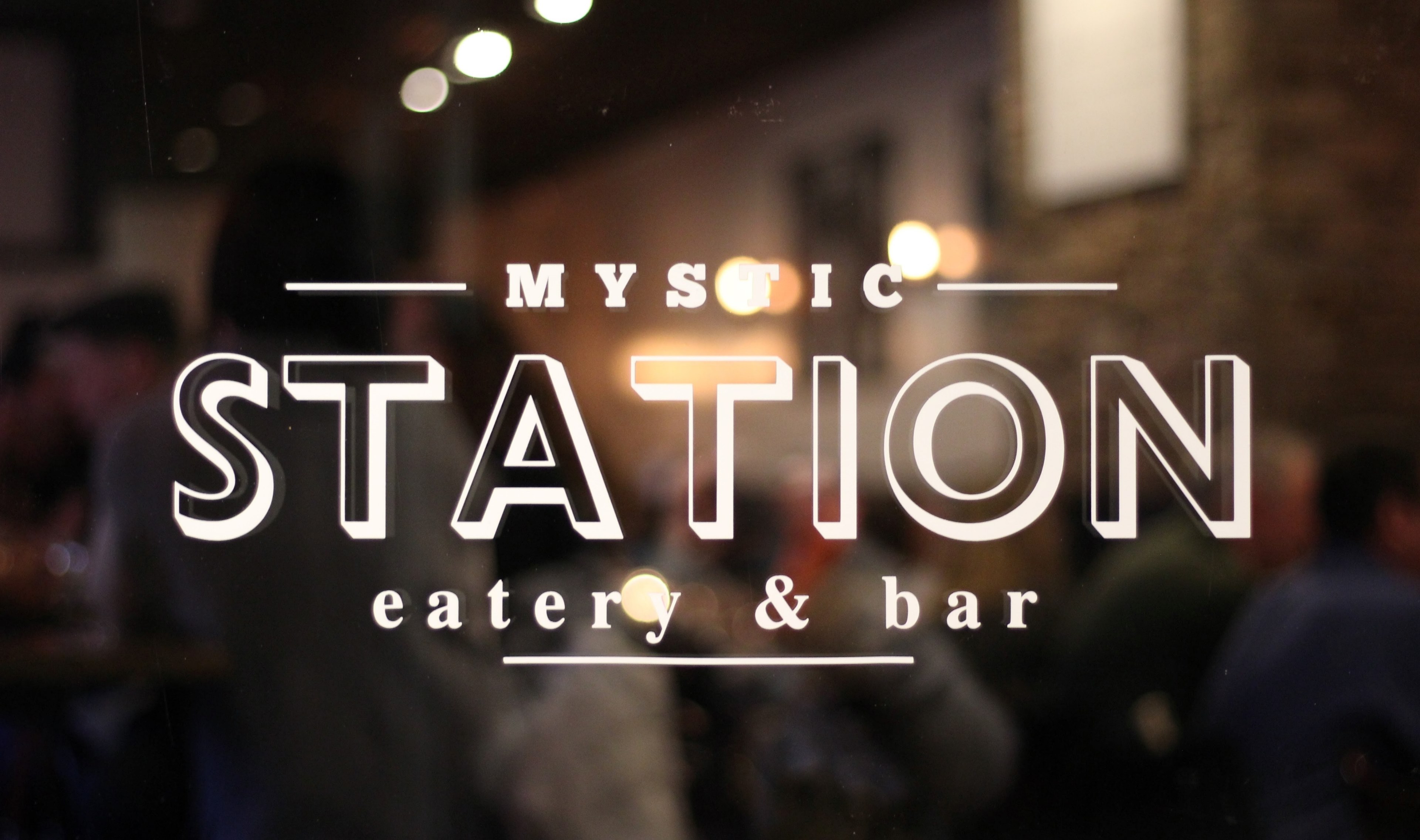 typography sign mystic station and pub 4k, HD Wallpaper