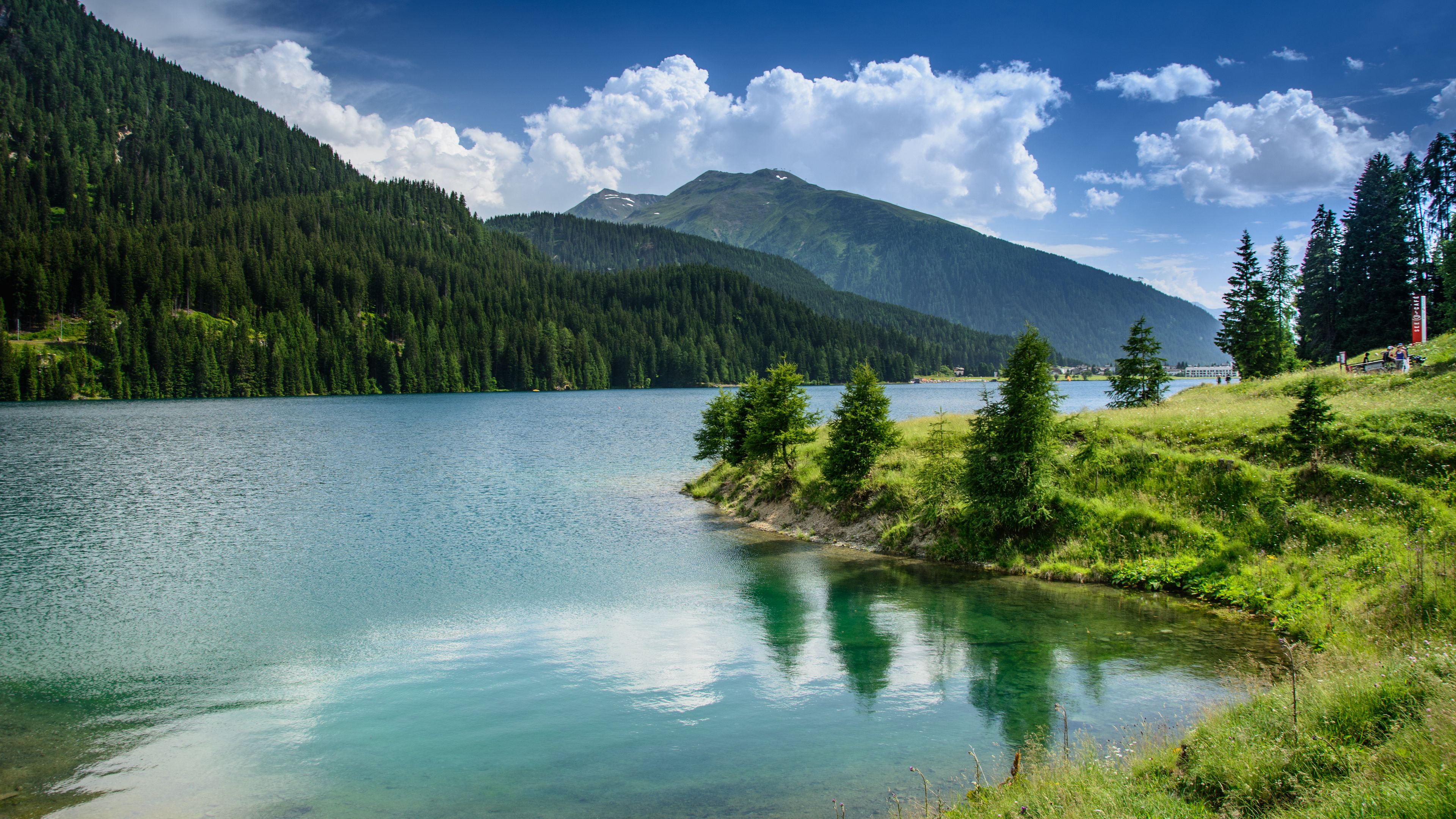 nature, lake, mountains, forest, 4k, HD Wallpaper