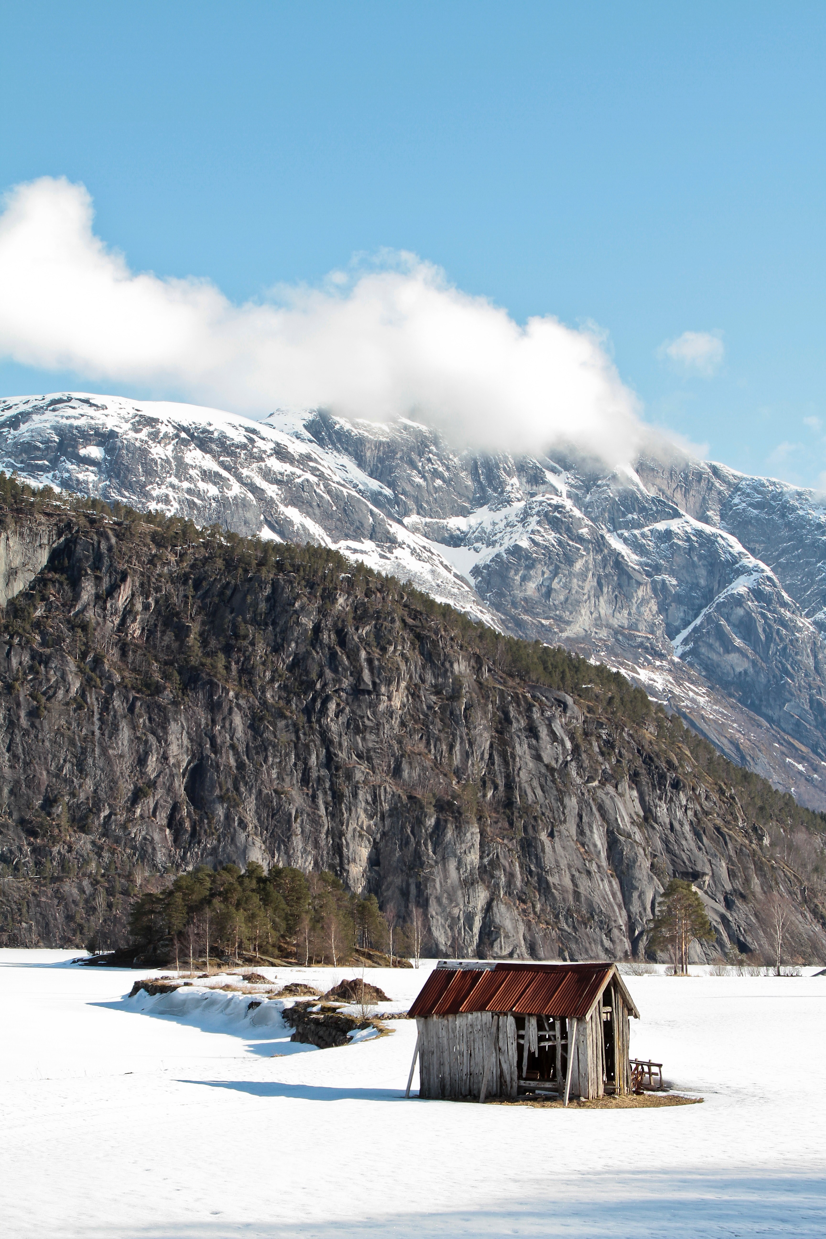 mountain winter snow and cloud hd, 4k, Phone HD Wallpaper