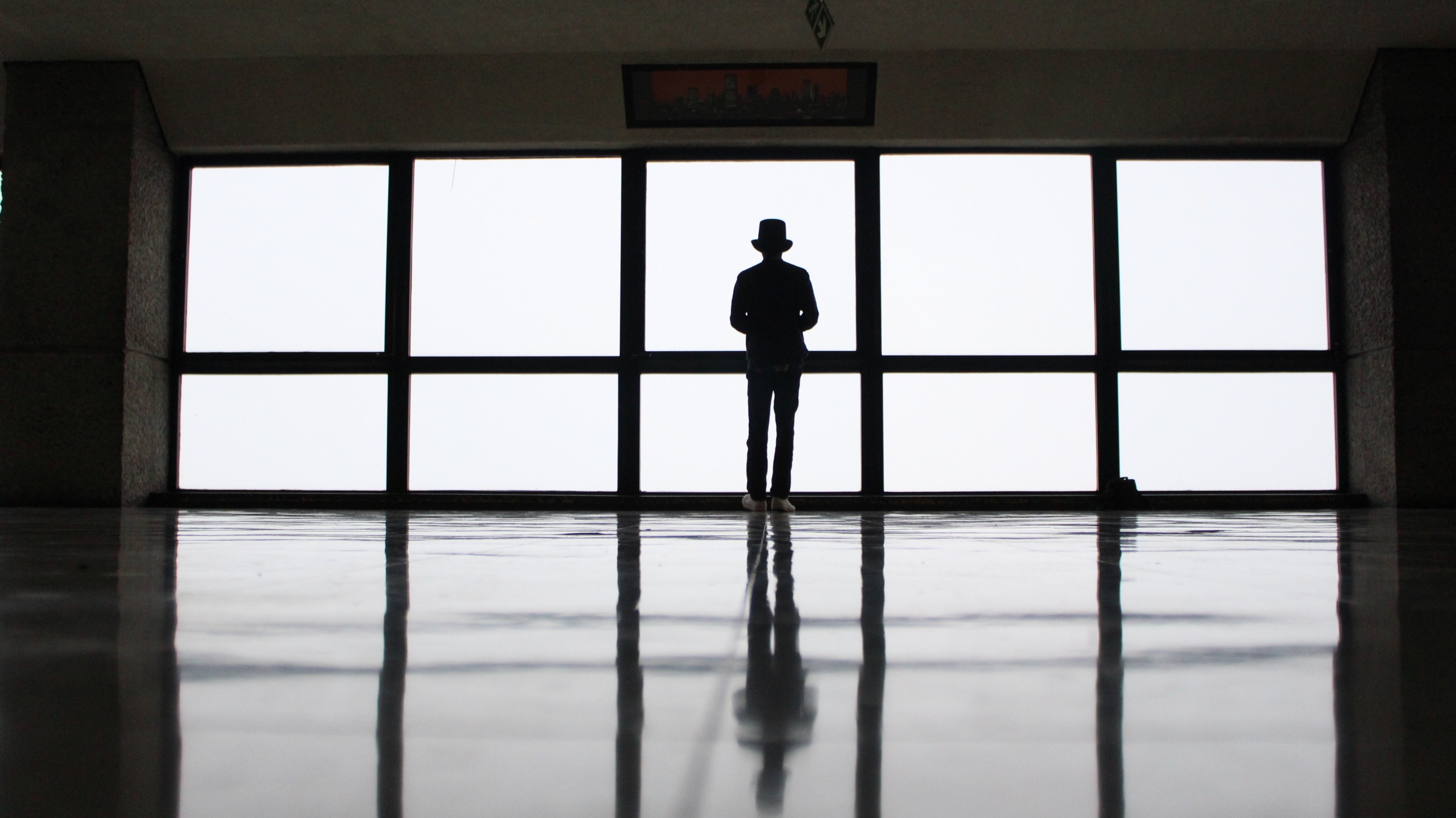 window man reflection and silhouette 4k, HD Wallpaper