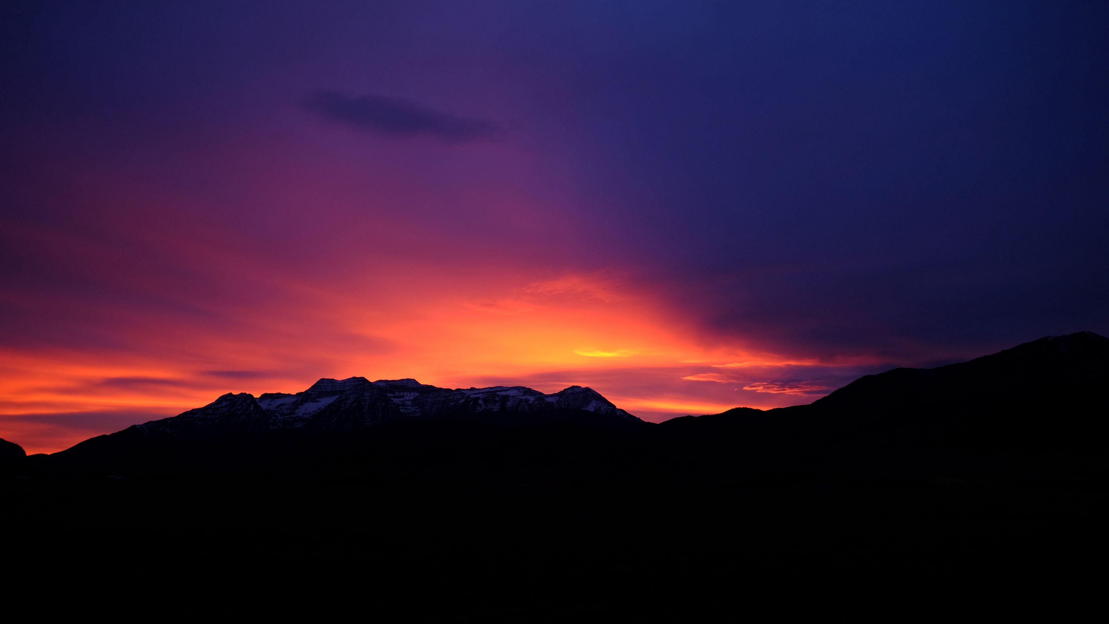 sunset, mountains, sky, 4k, HD Wallpaper