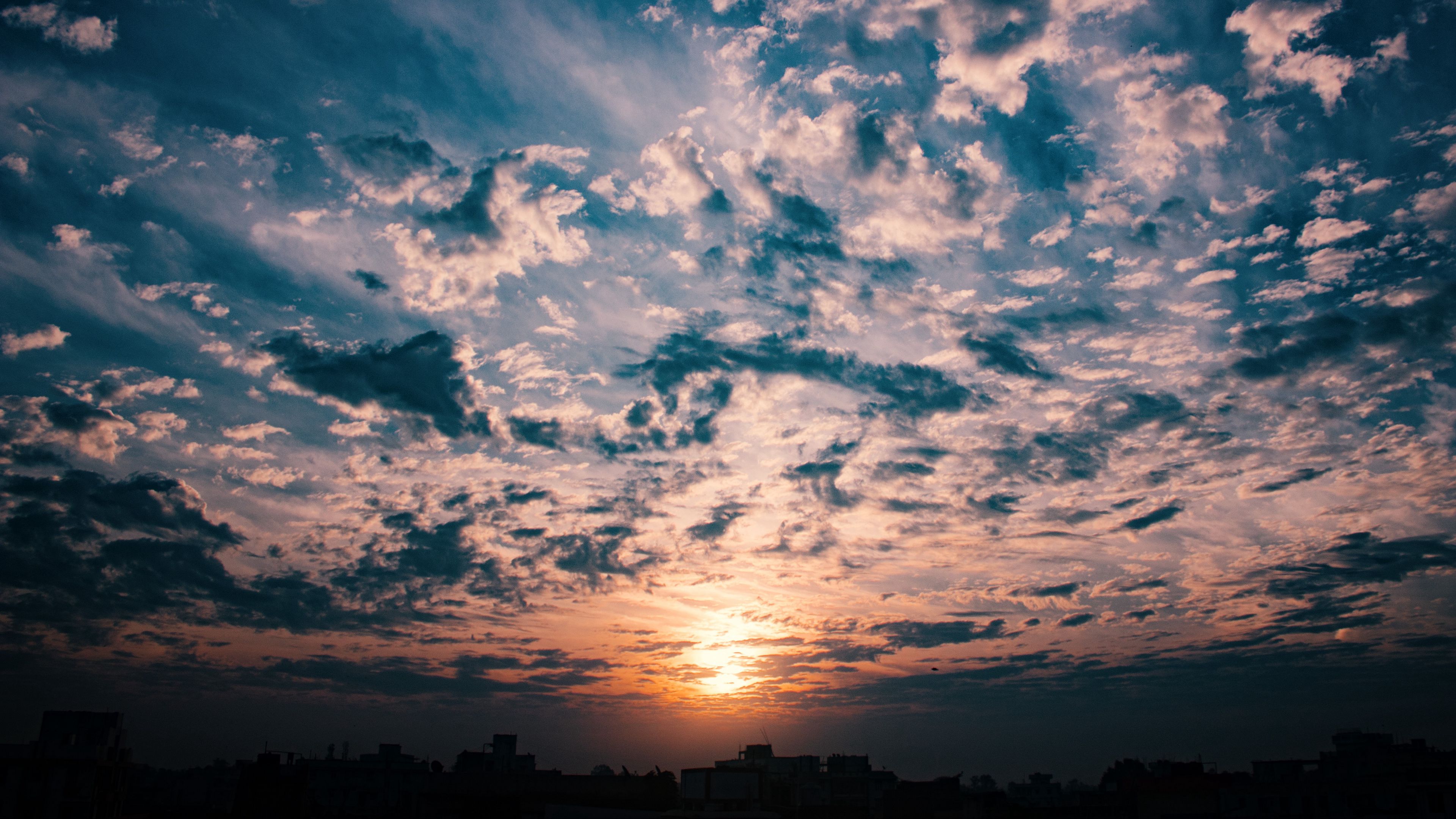 clouds, sky, sunset, 4k, HD Wallpaper