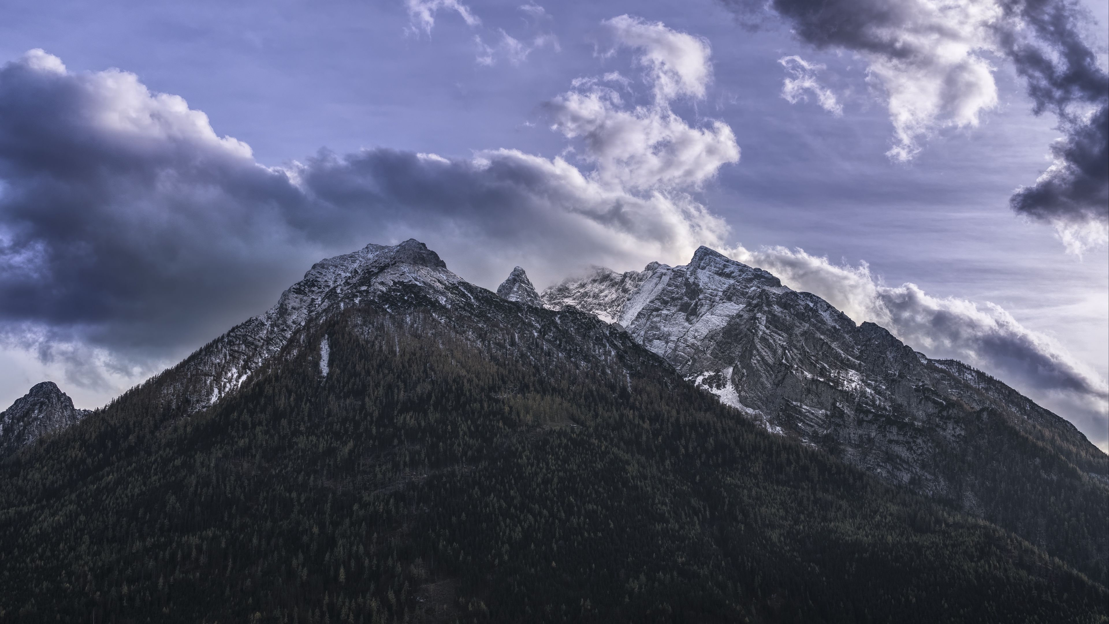 mountains, clouds, sky, top, 4k, HD Wallpaper