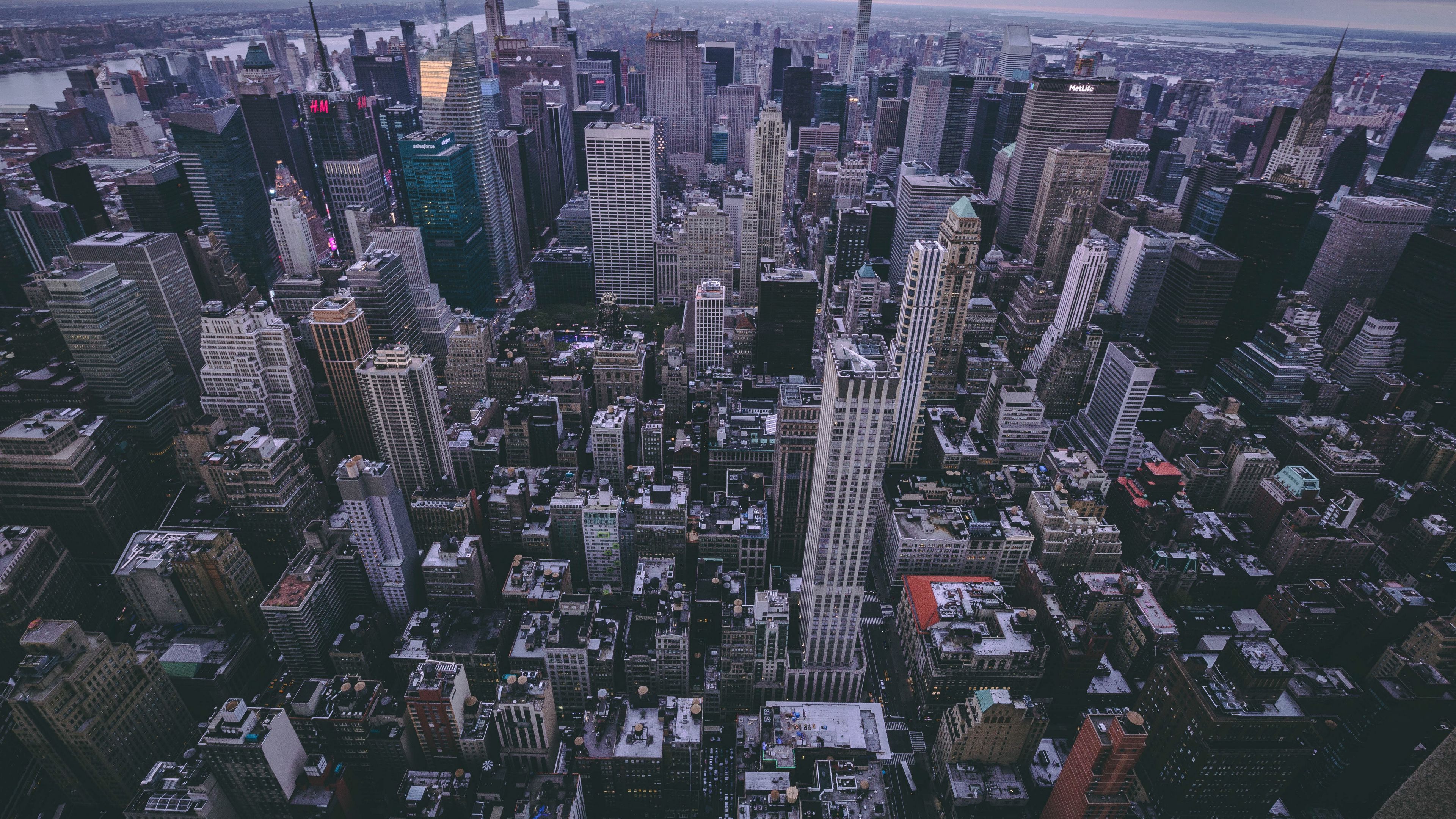 new york, usa, skyscrapers, top view, 4k, HD Wallpaper