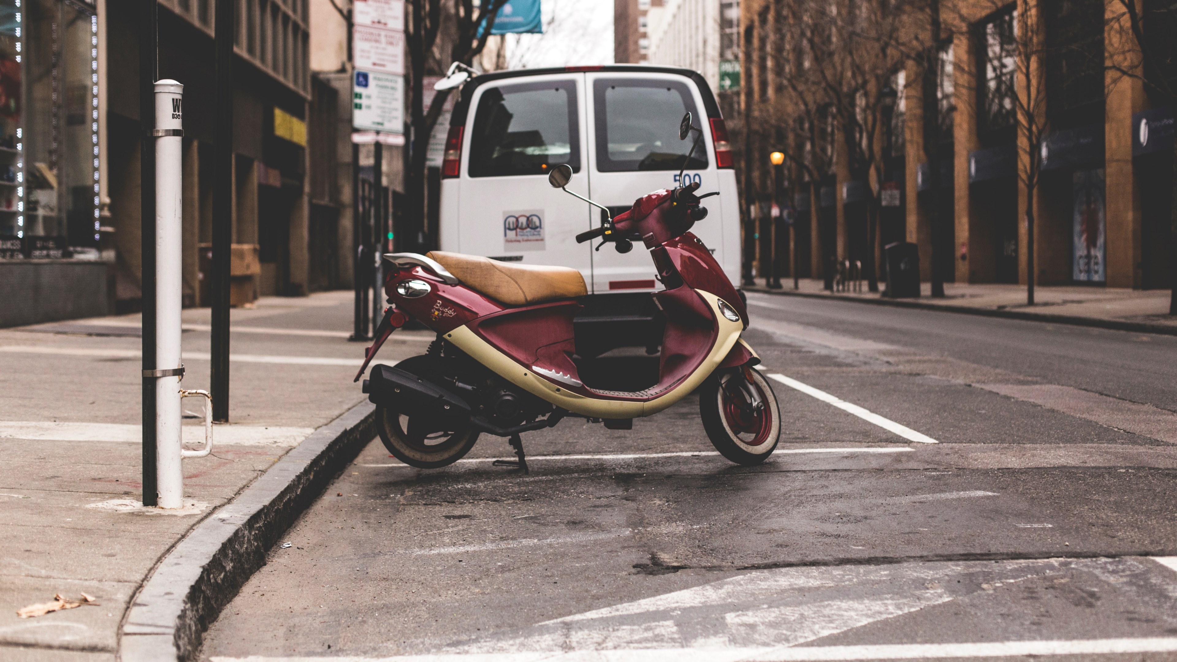scooter street parked and transportation 4k, HD Wallpaper