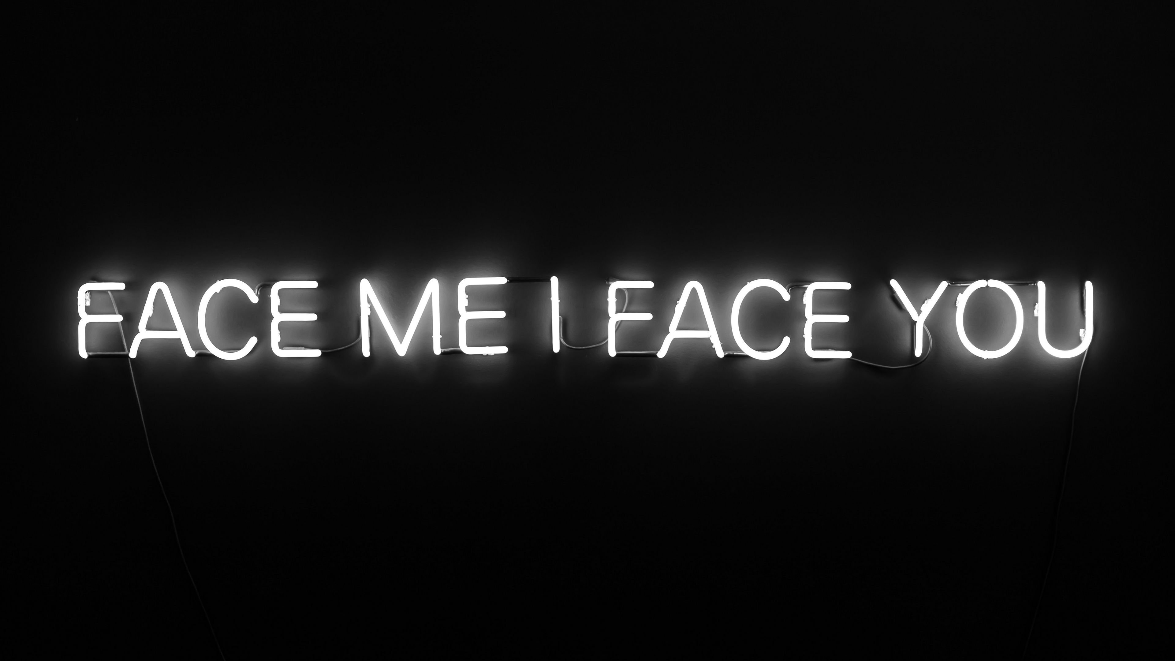 inscription, neon, letters, black background, 4k, HD Wallpaper