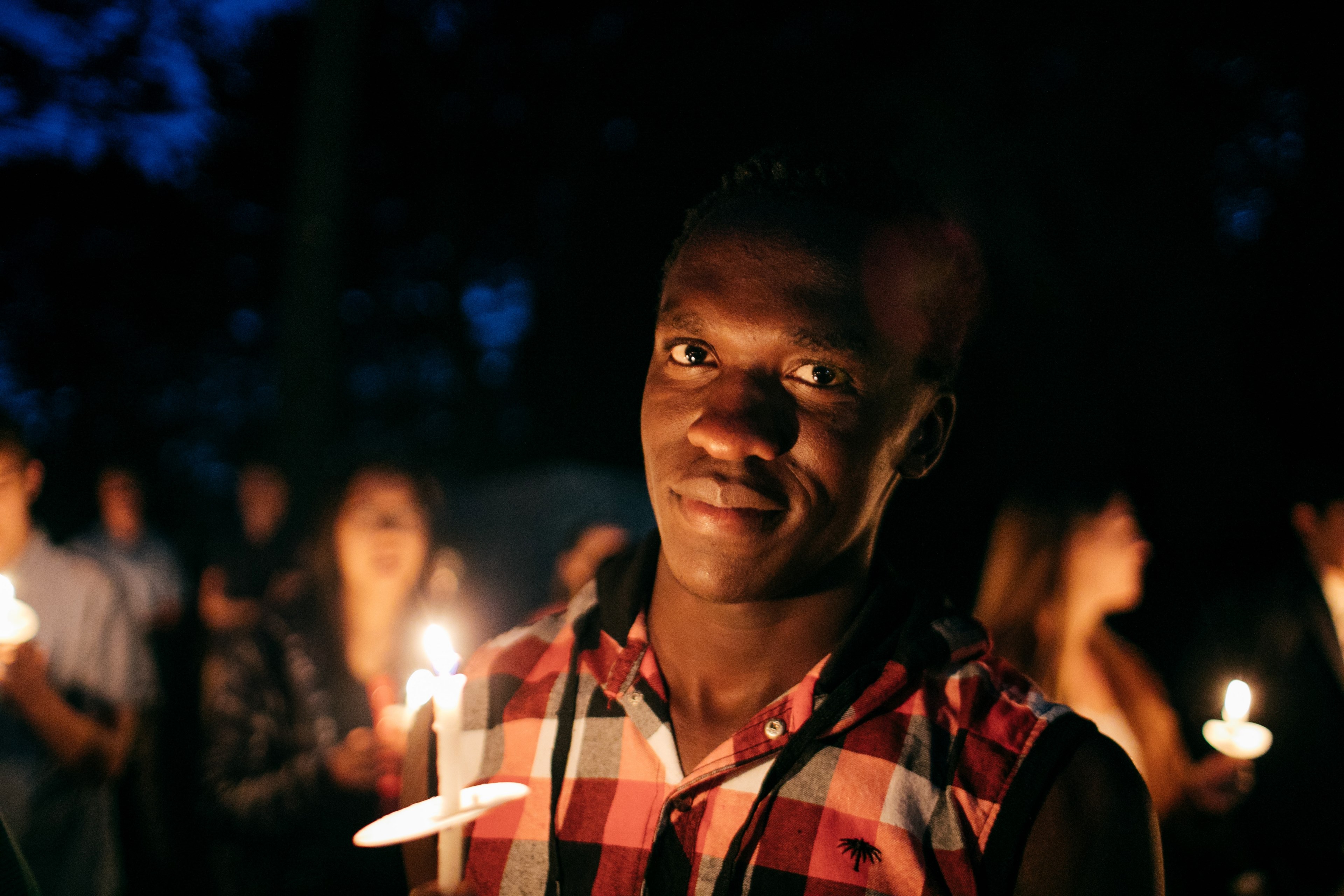 portrait man candlelight and night 4k, HD Wallpaper