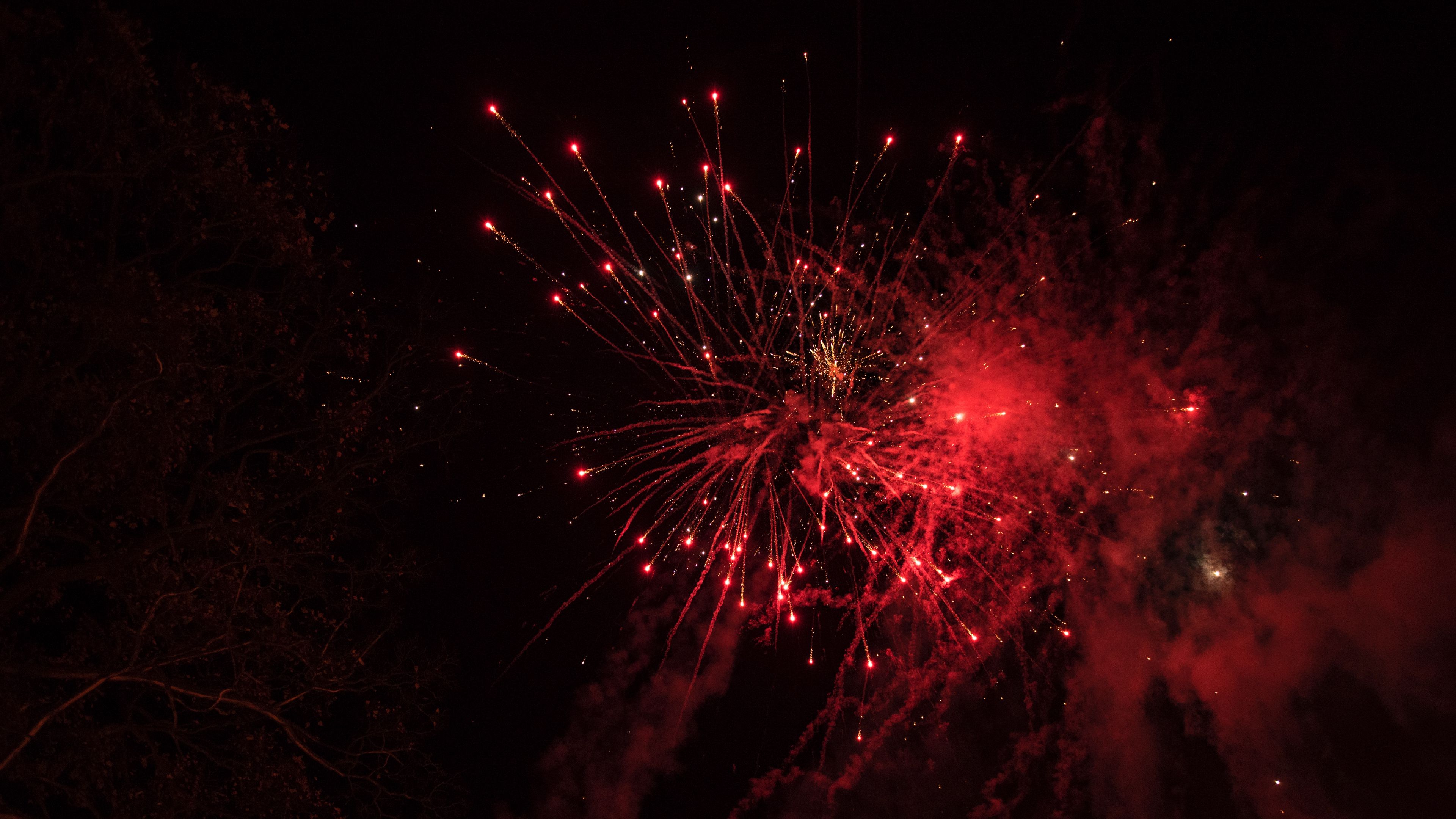 salute, sparks, red, 4k, HD Wallpaper
