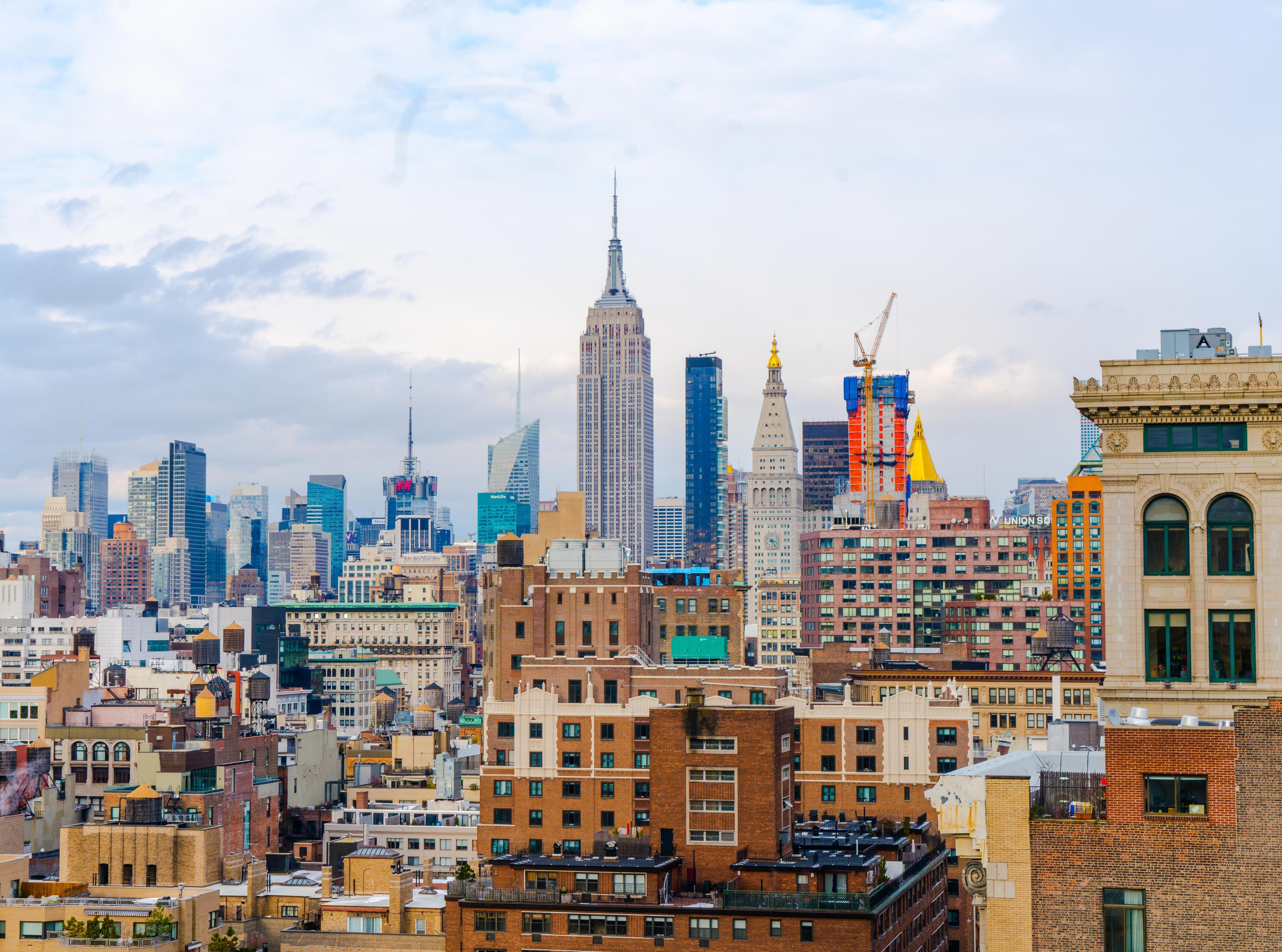 city skyscraper building and empire state building 4k, HD Wallpaper