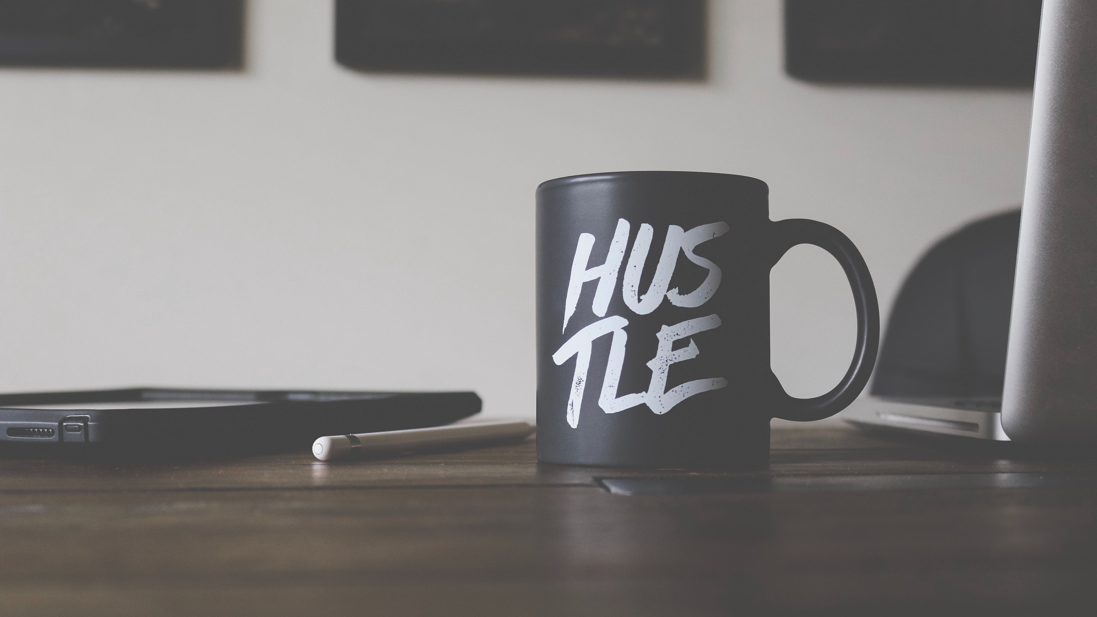 mug, hustle, inscription, work, 4k, HD Wallpaper