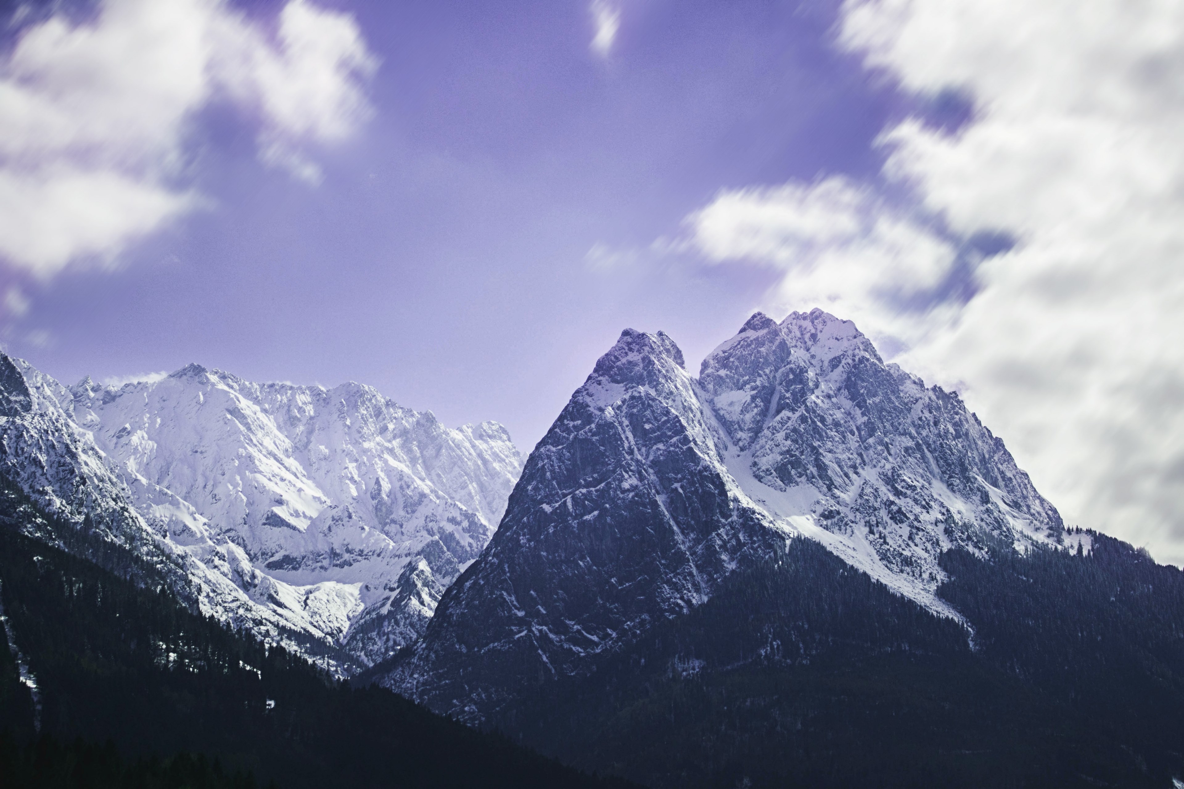 tree cloud zugspitze and german alp 4k, HD Wallpaper