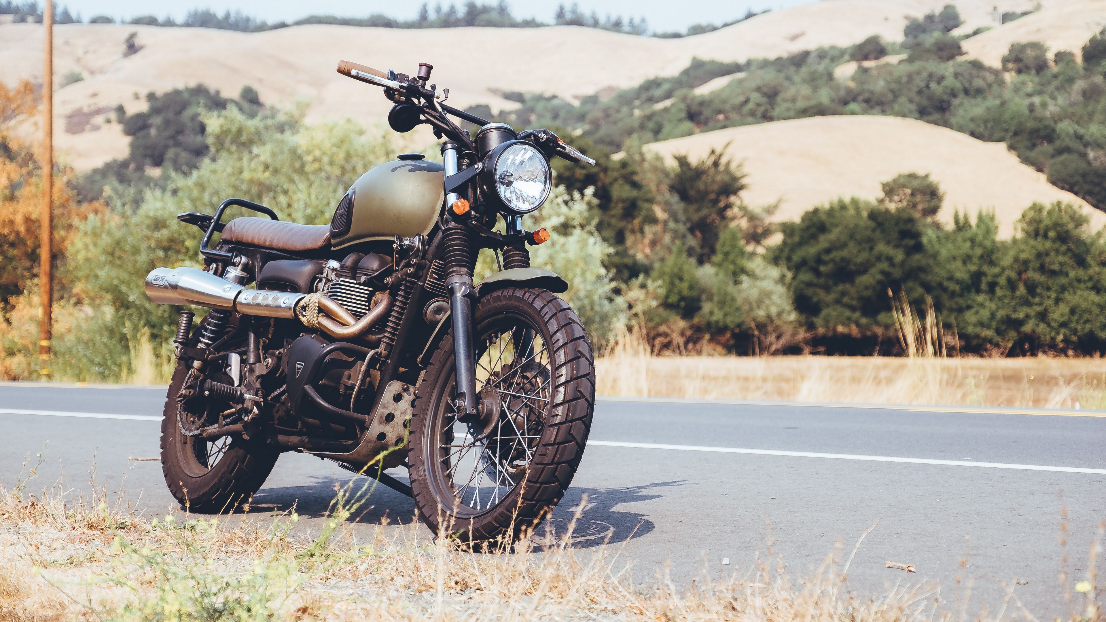 motorcycle, side view, road, 4k, HD Wallpaper