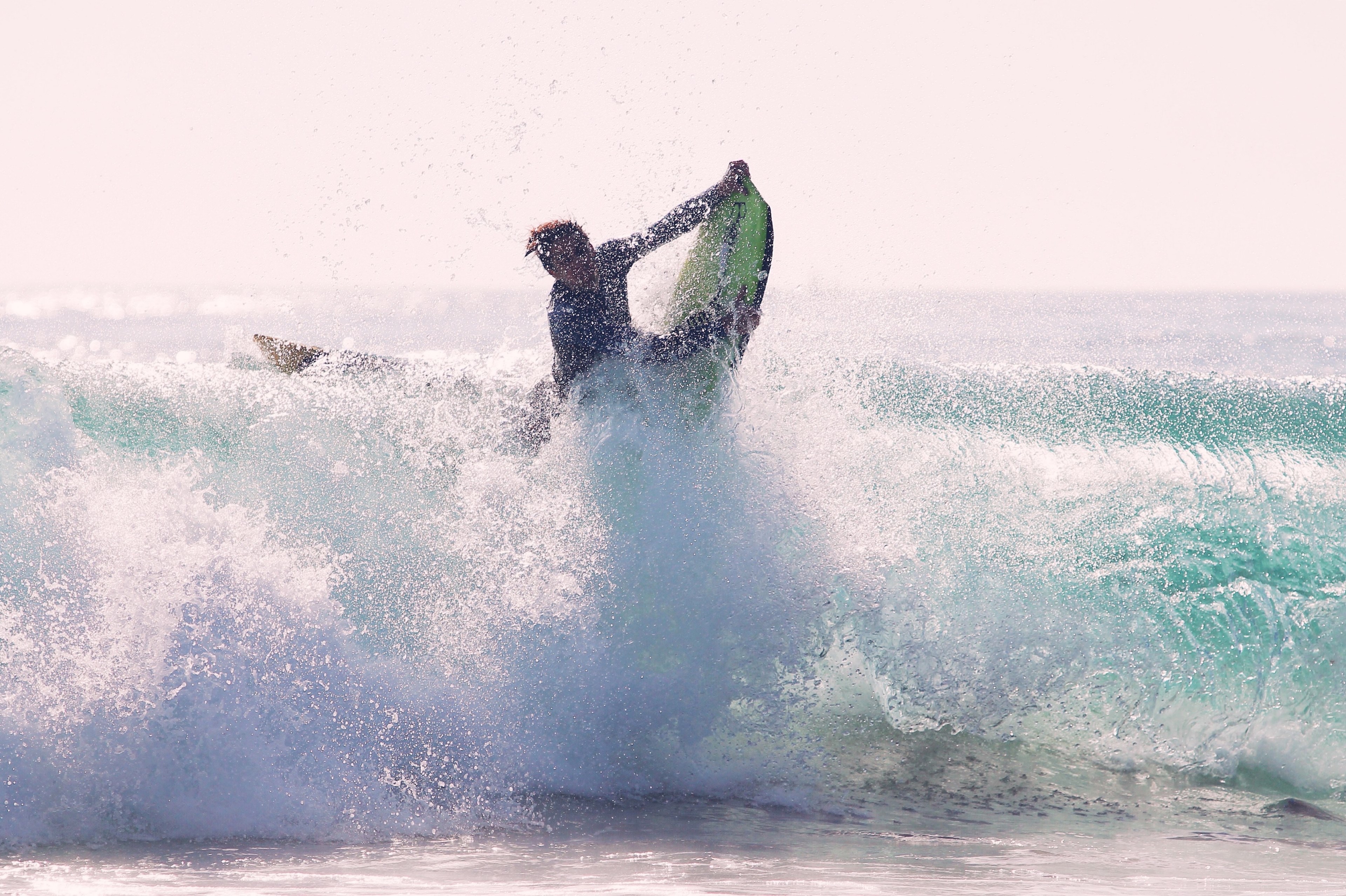 body boarding splash ocean and wave 4k, HD Wallpaper