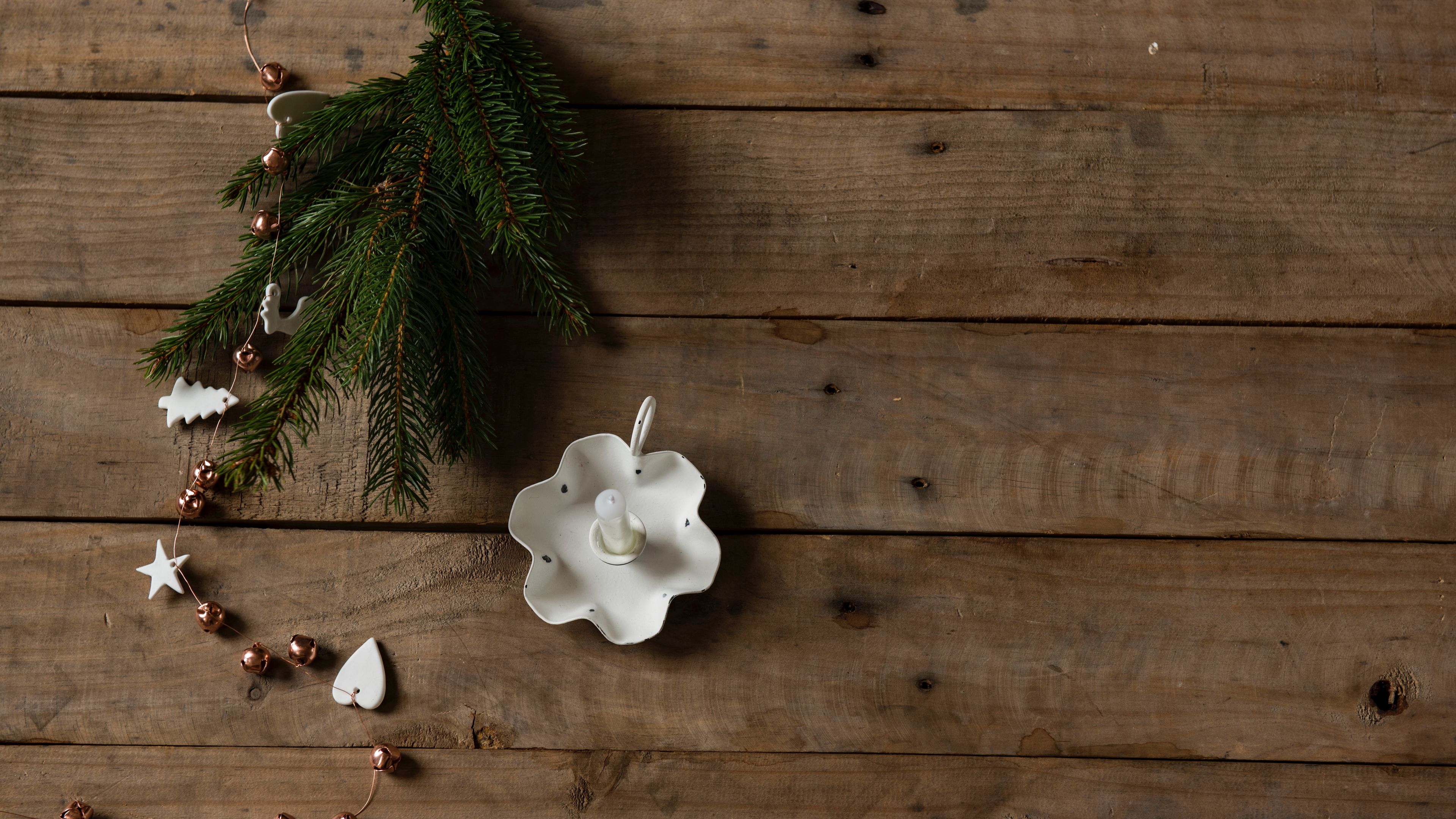 spruce, candle, decoration, christmas, 4k, HD Wallpaper