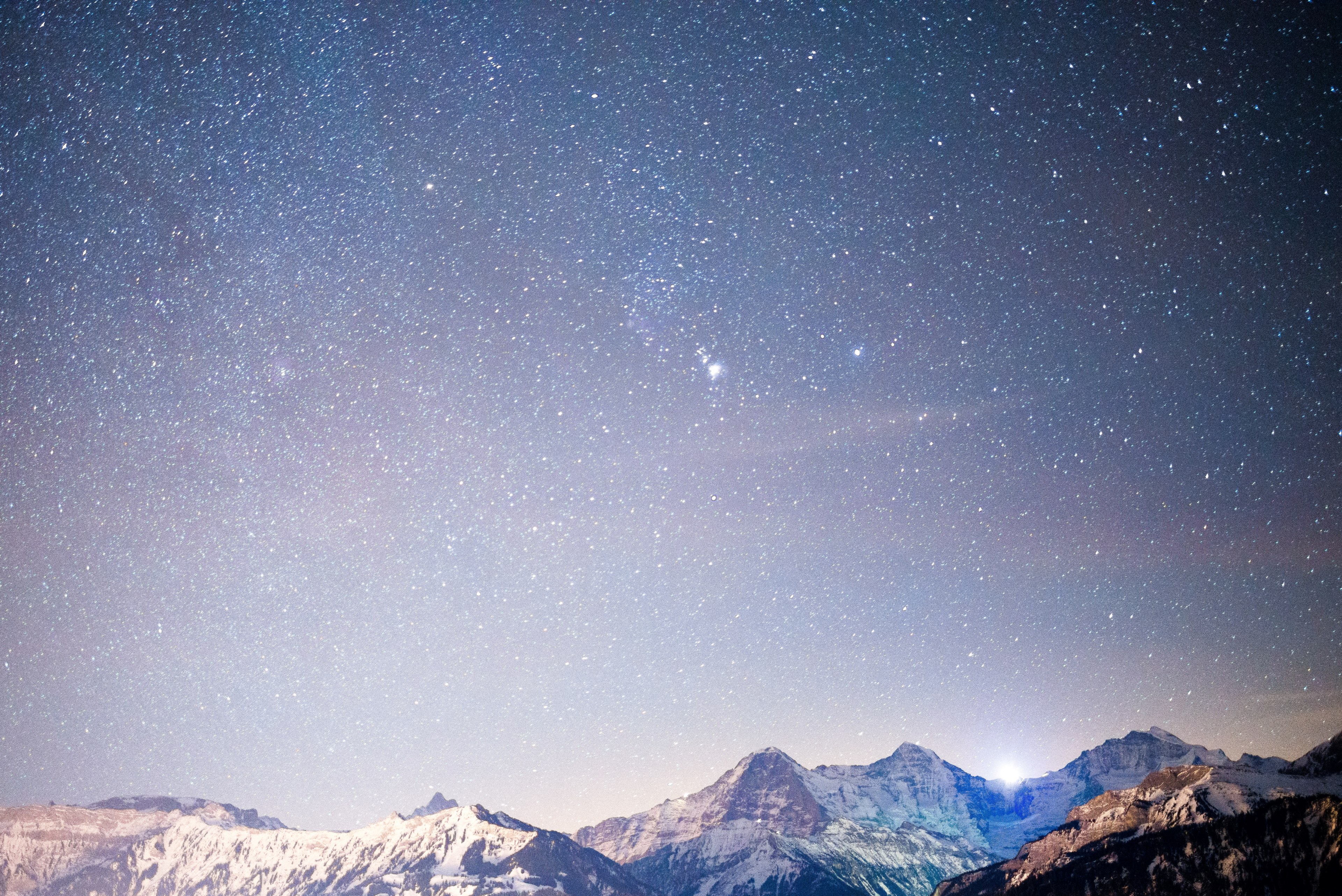 nightsky thun night and switzerland 4k, HD Wallpaper