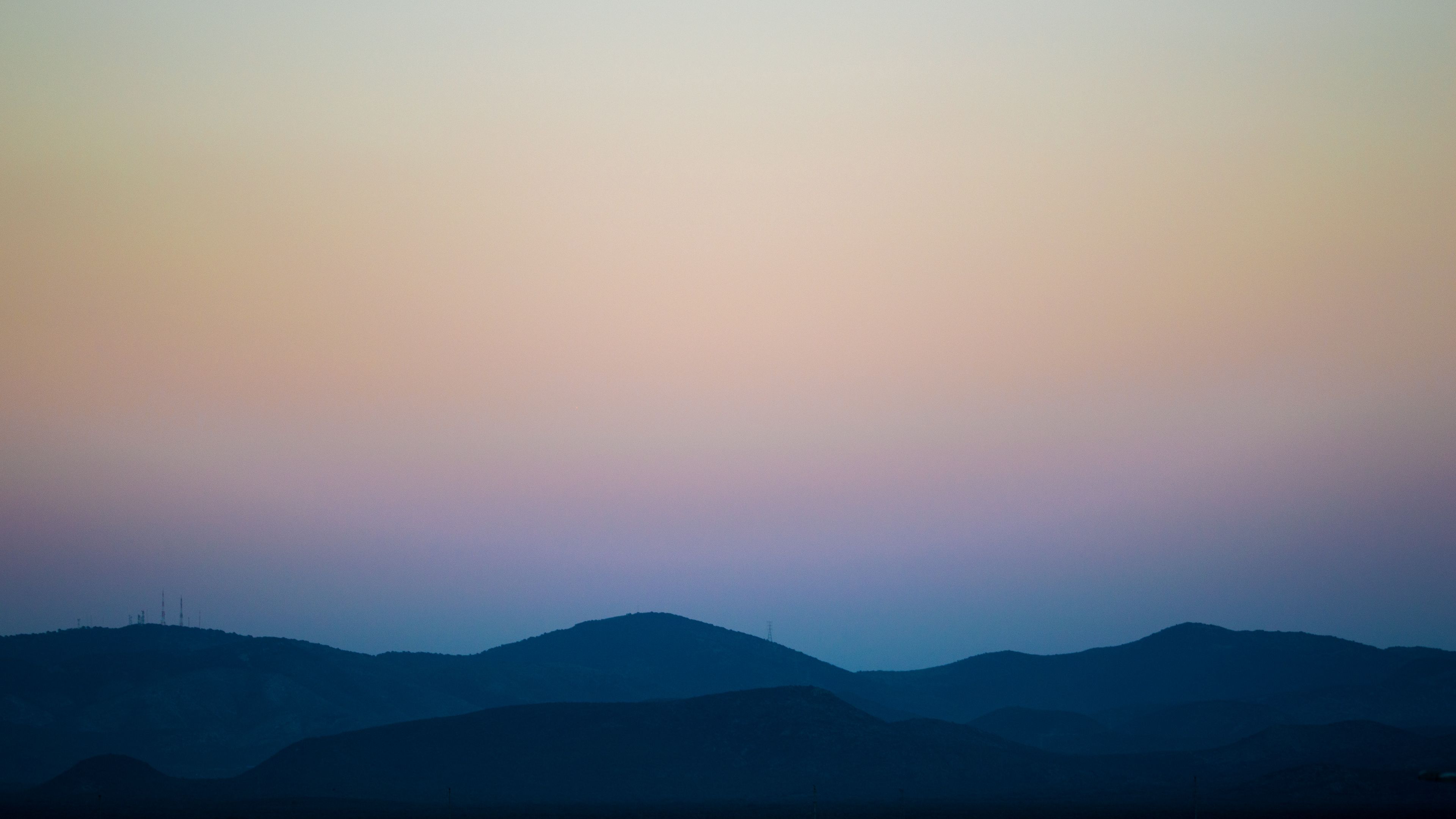 mountains, sky, horizon, sunset, 4k, HD Wallpaper