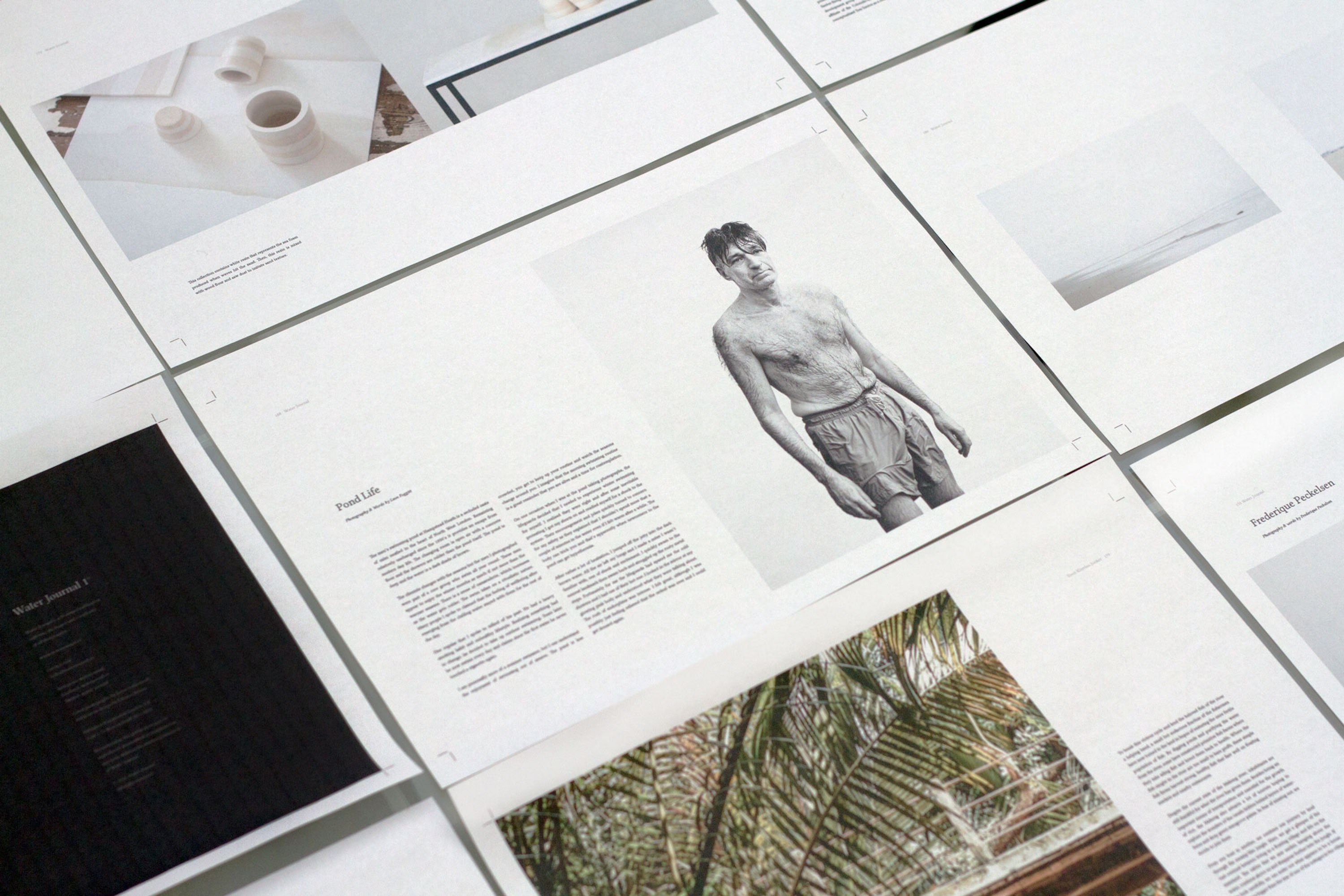 a number of magazine pages laid out on a flat surface, water journal 1 4k, HD Wallpaper