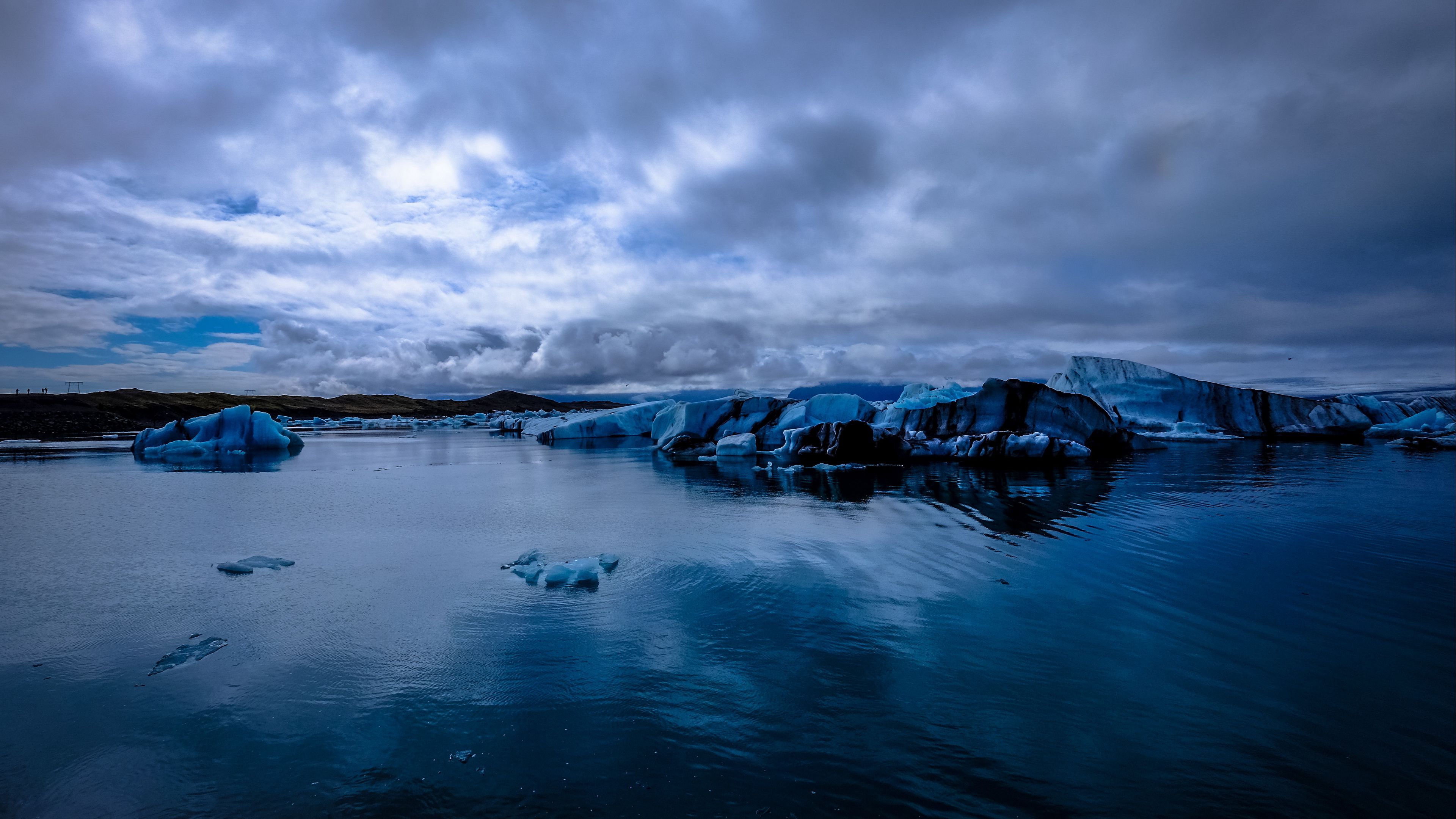 glacier, sea, snow, ice, evening, 4k, HD Wallpaper