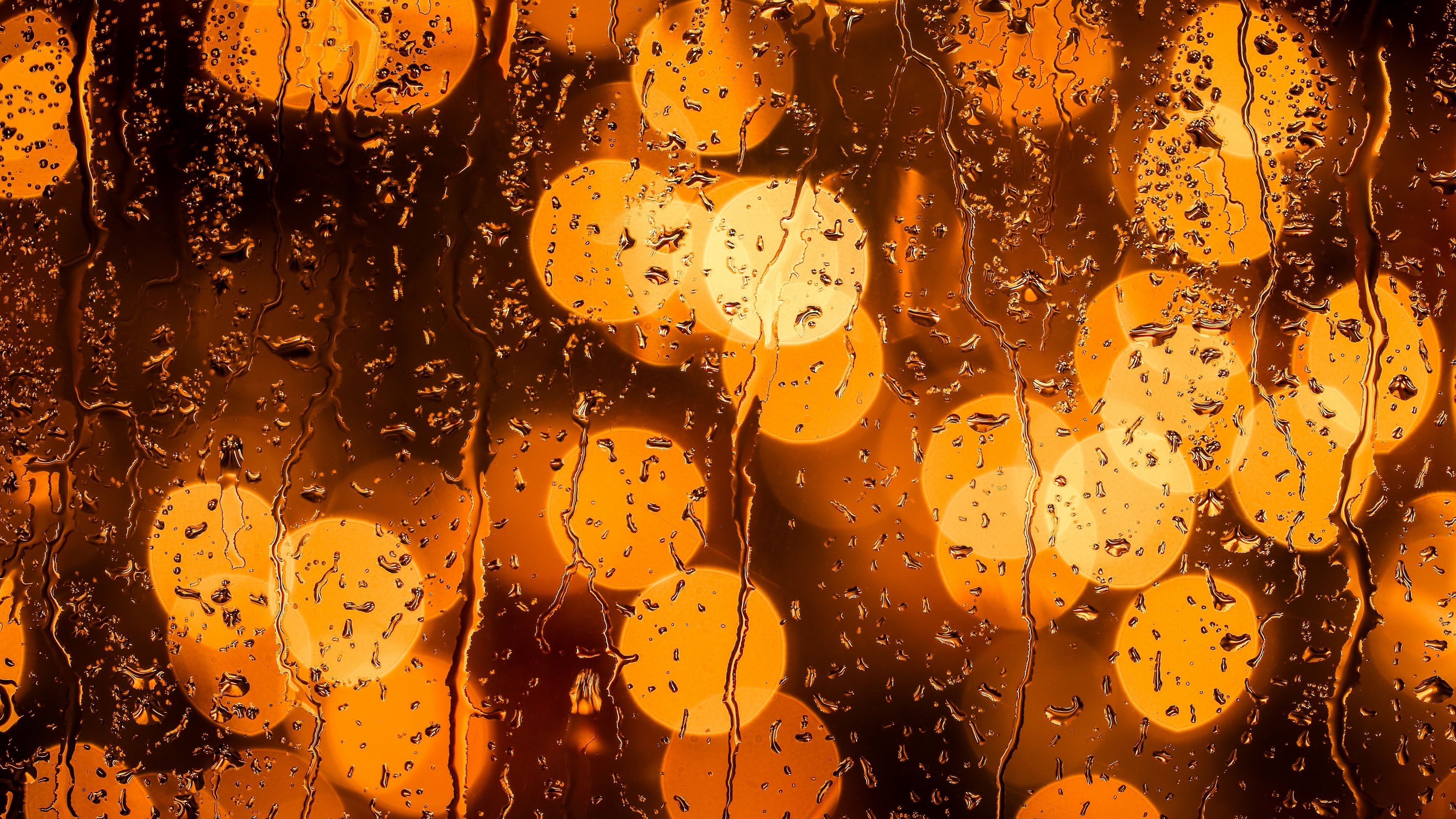 glass, drops, glare, close-up, 4k, HD Wallpaper