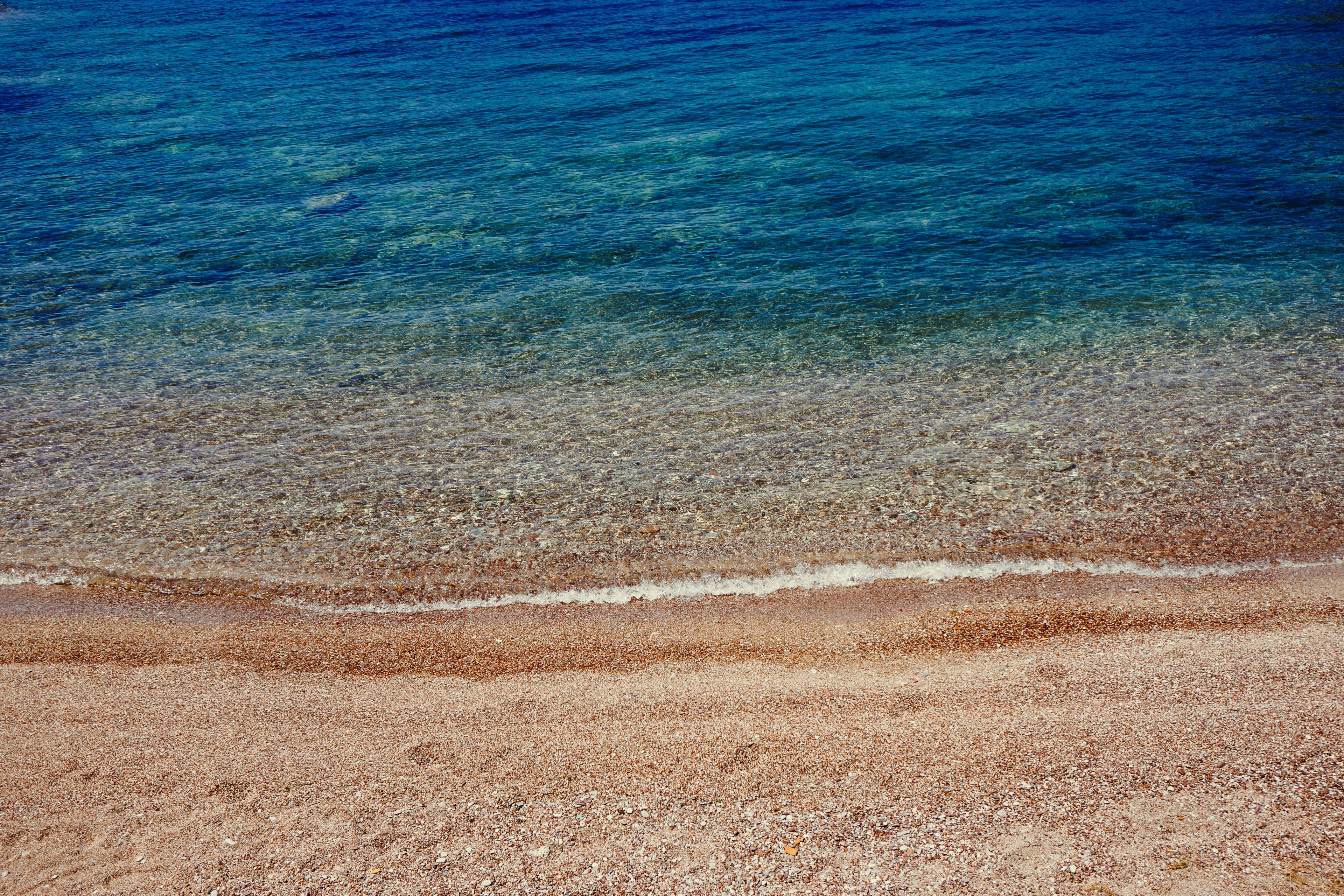 coast wave tan and blue 4k, HD Wallpaper