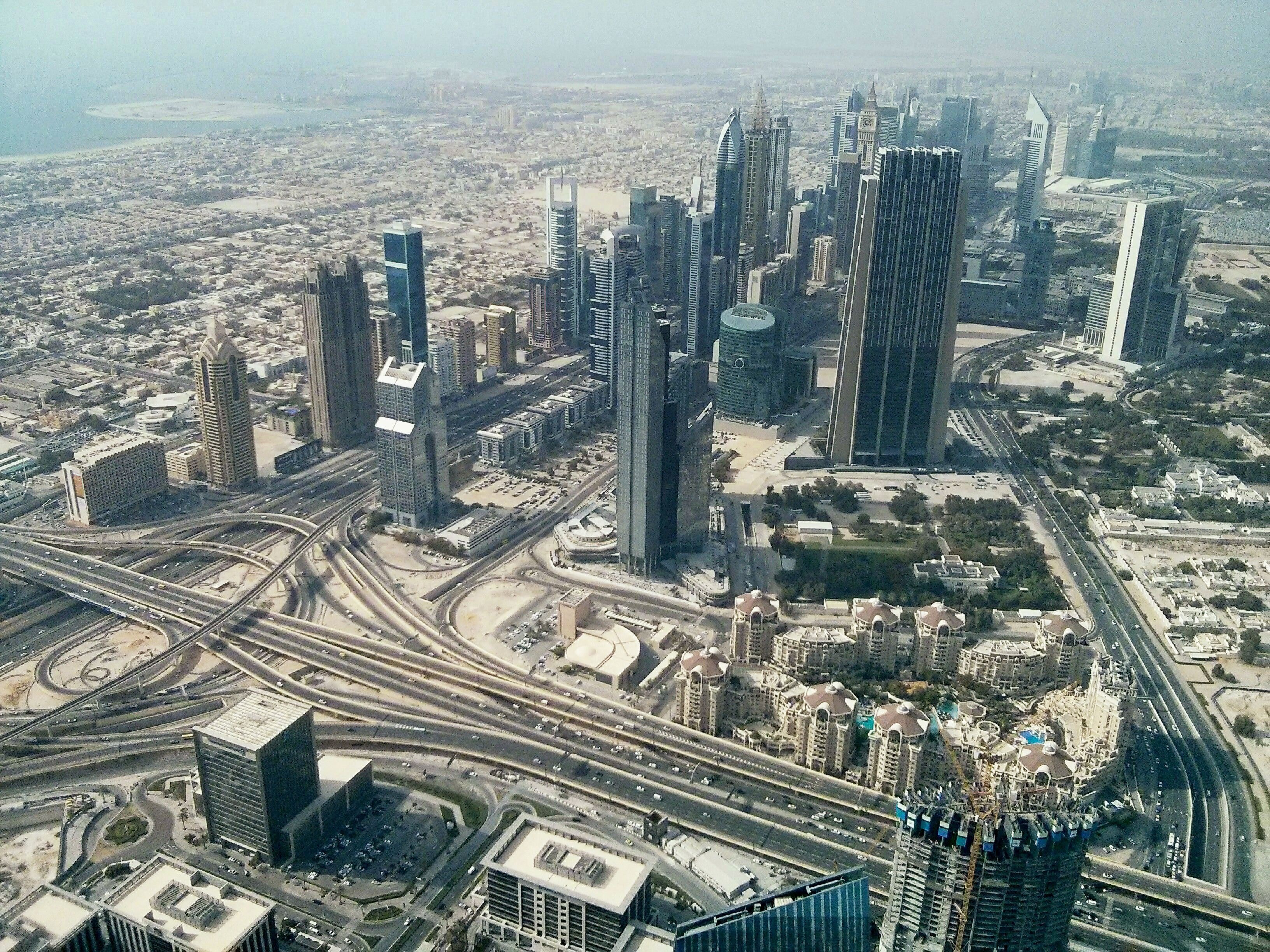 an aerial shot of skyscrapers and hotels in dubai, dubai from above 4k, HD Wallpaper