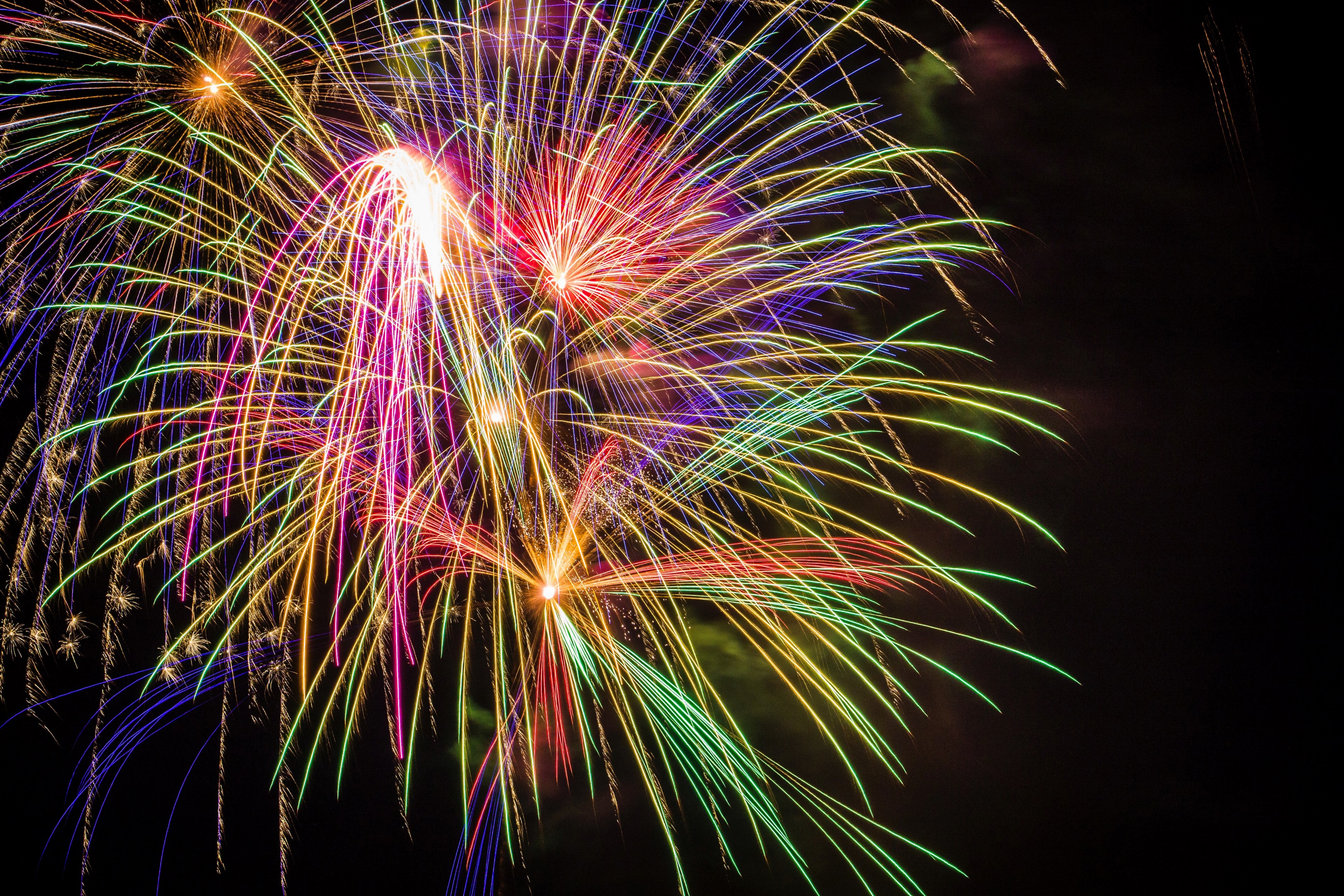 night long exposure fire and independence 4k, HD Wallpaper