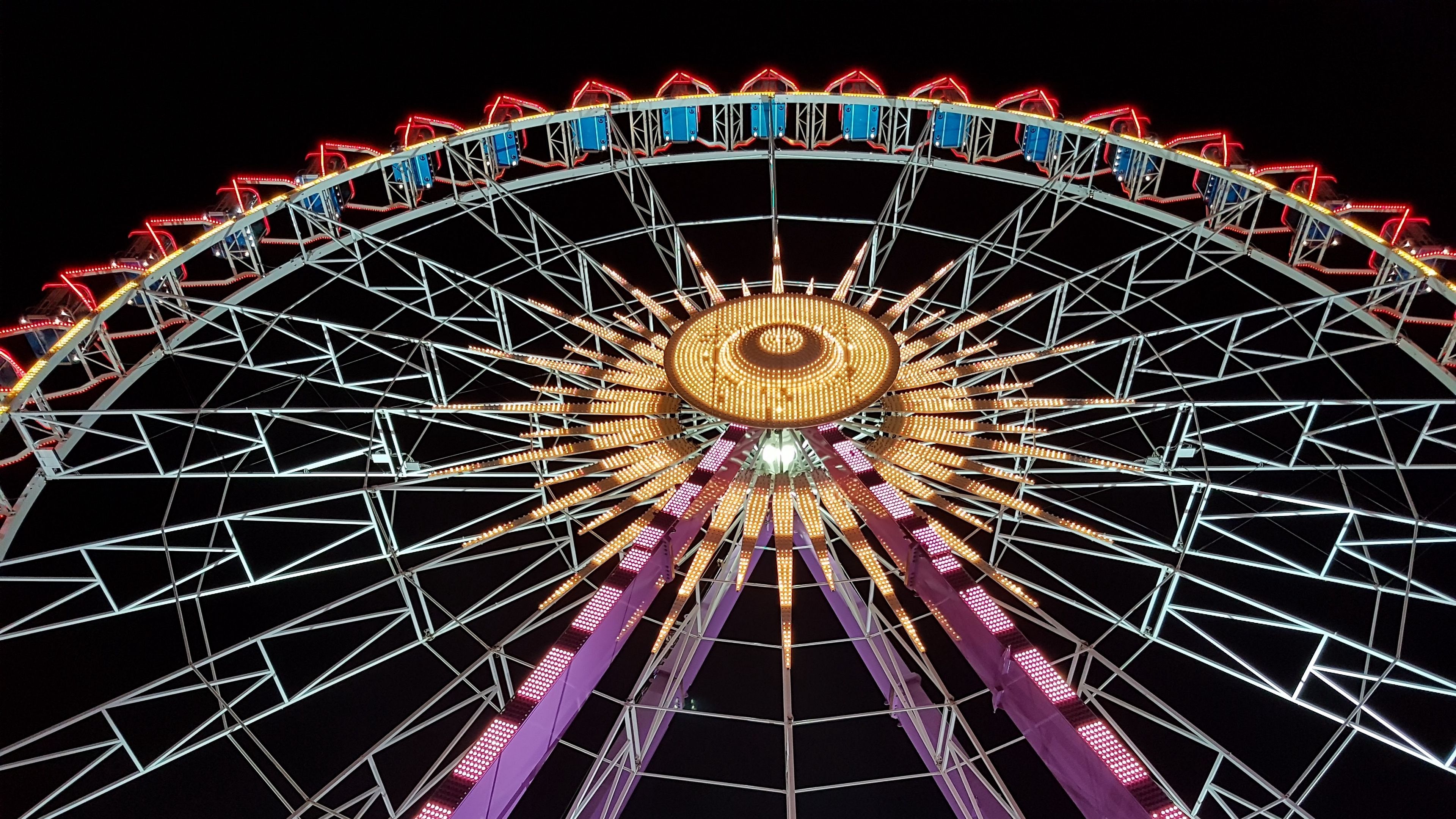 ferris wheel, attraction, backlight, 4k, HD Wallpaper