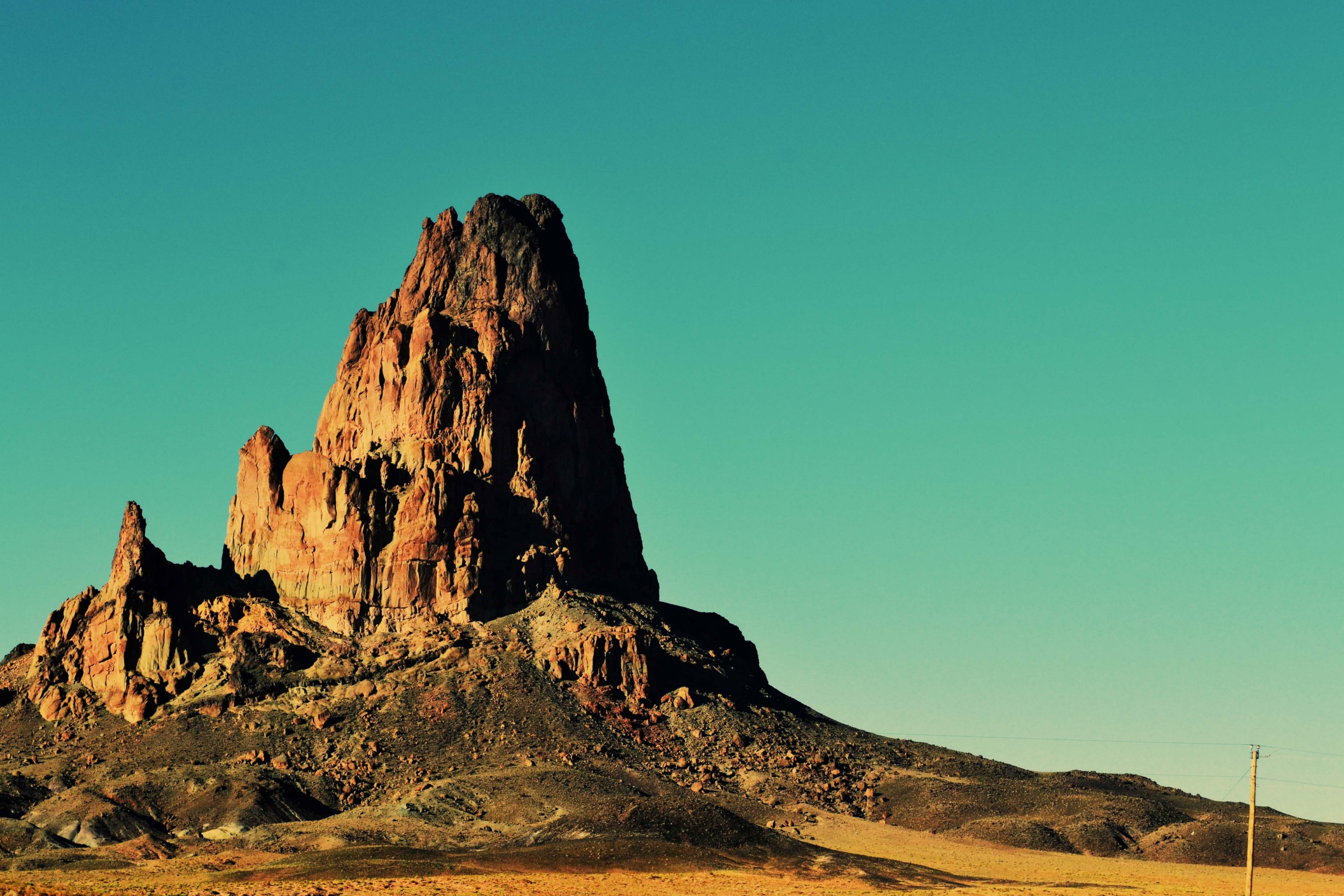 an imposing orange rock tower against a clear evening sky, orange rock tower 4k, HD Wallpaper