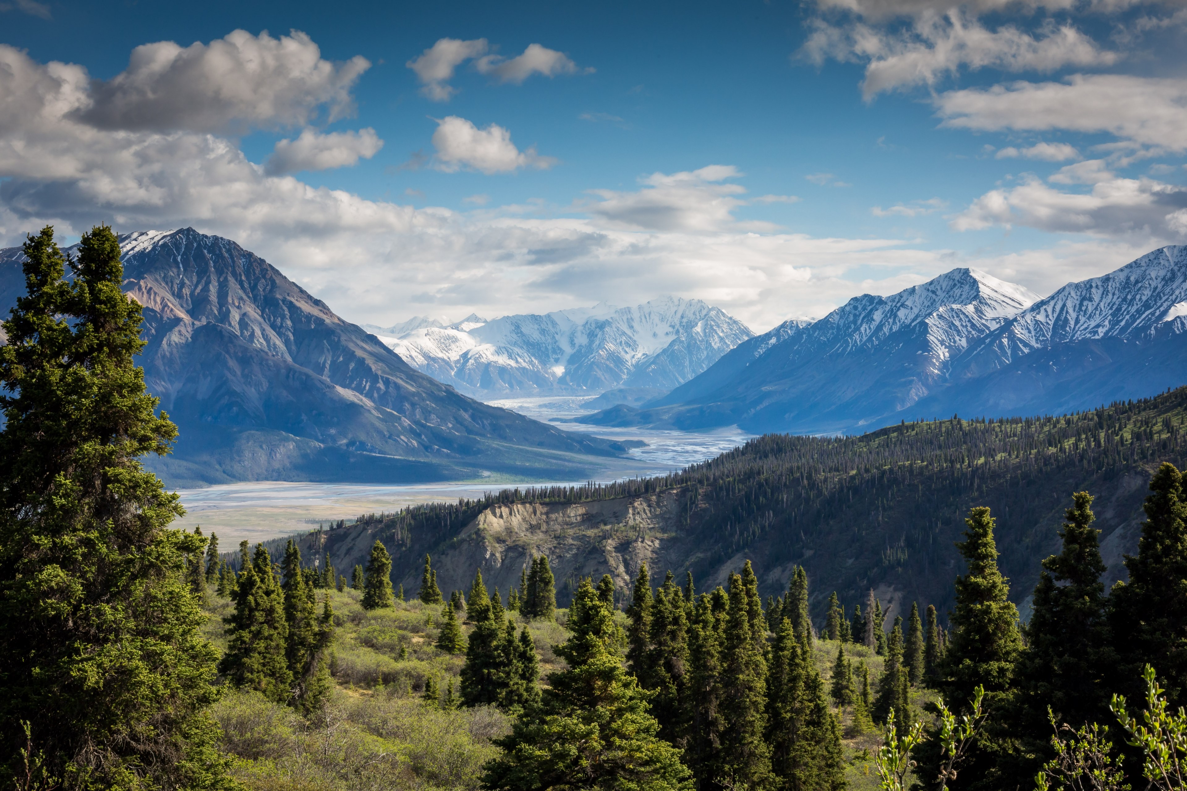 water in a shallow mountain valley in kluane national park, wet mountain valley 4k, HD Wallpaper