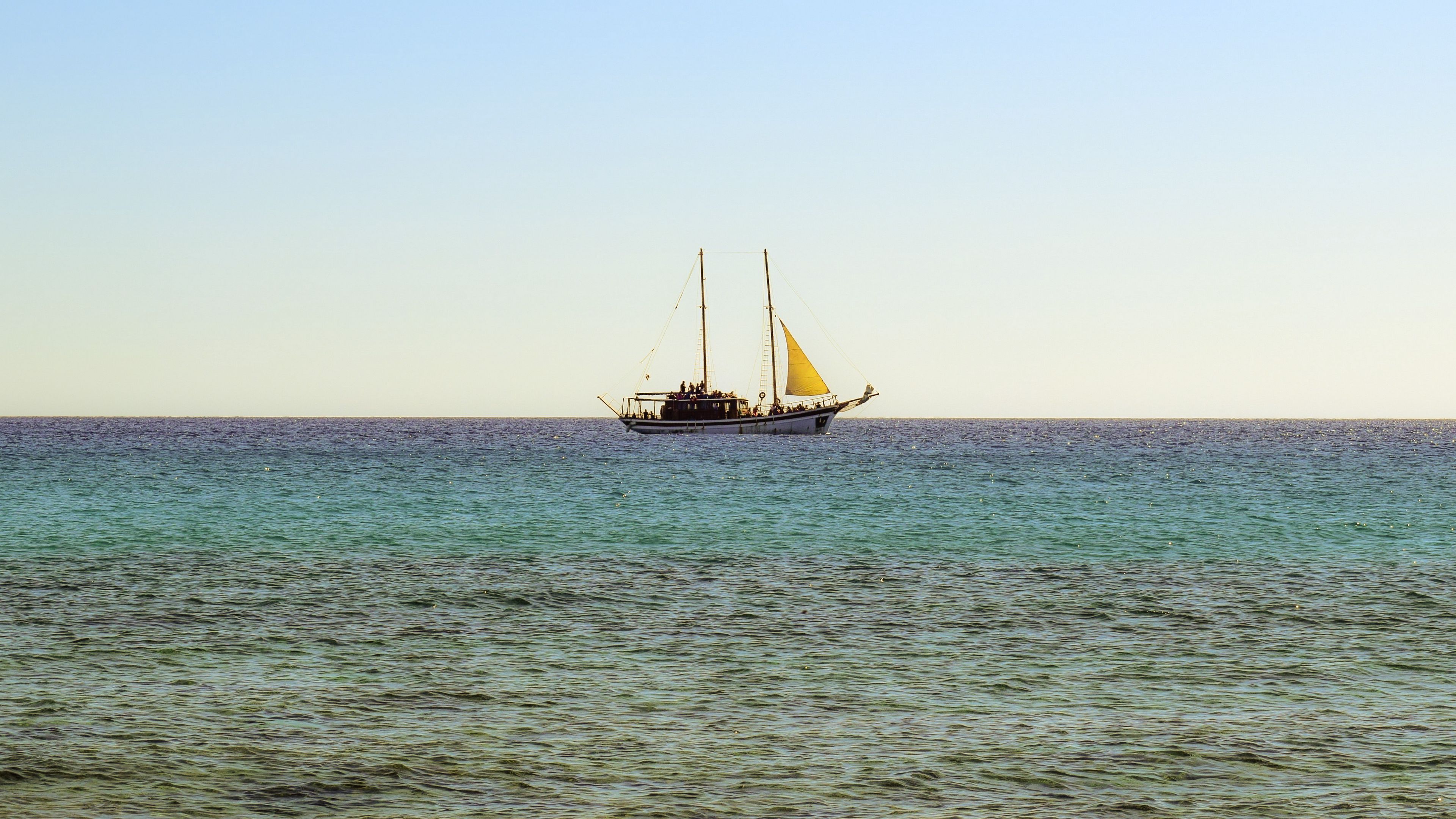 ship, sea, horizon, 4k, HD Wallpaper