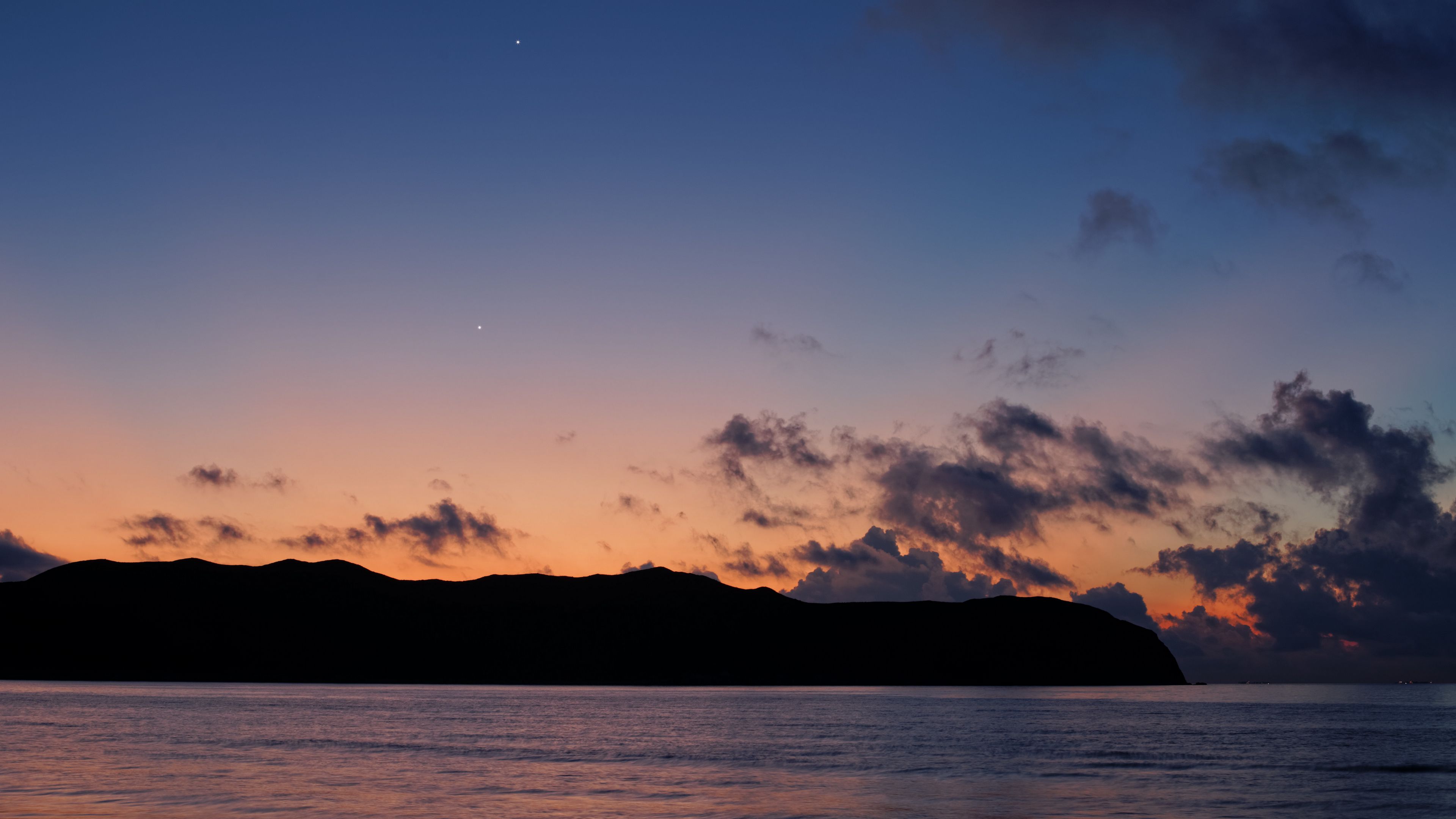 mountains, sky, river, sunset, 4k, HD Wallpaper