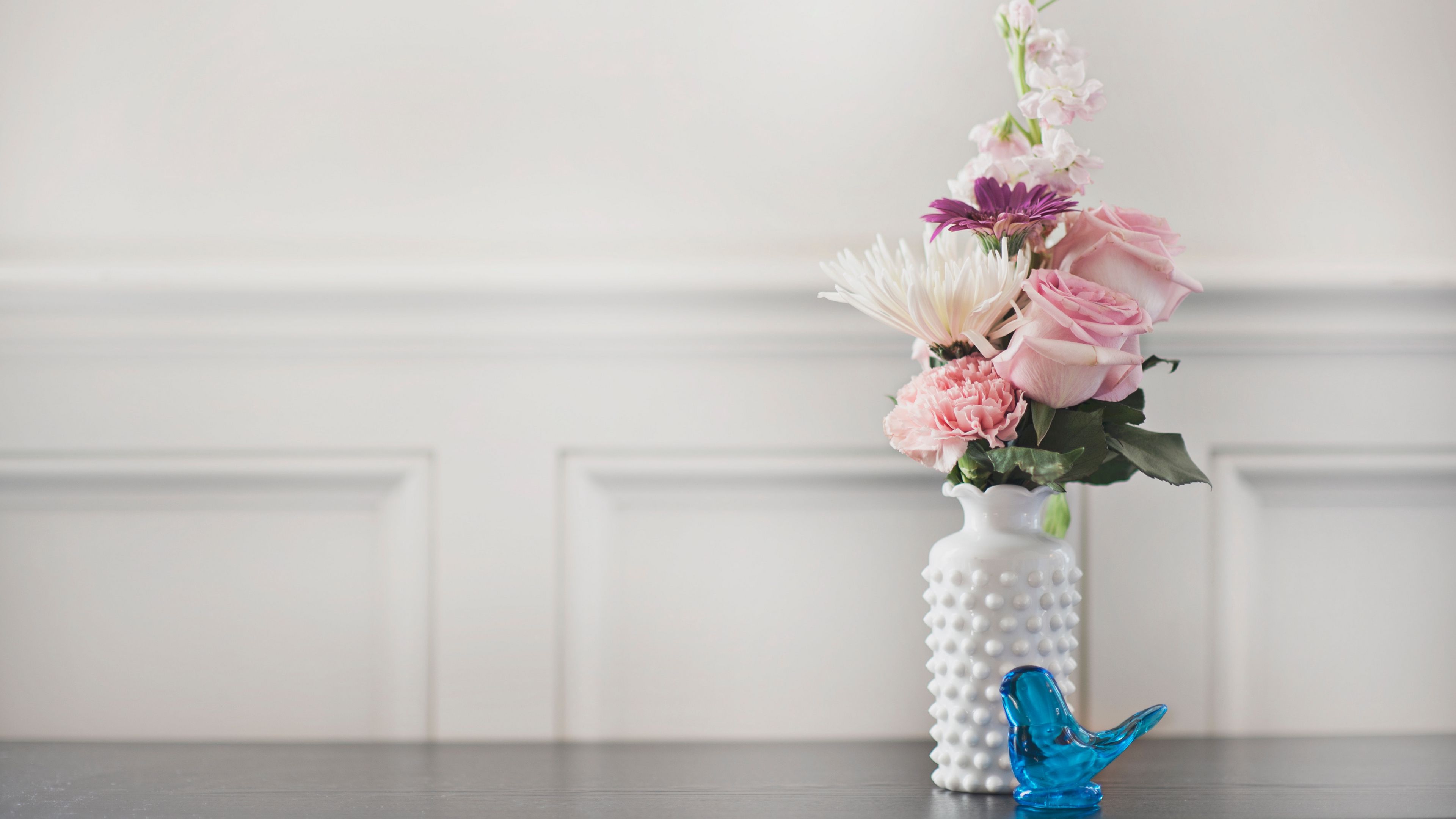 bouquet, vase, flowers, 4k, HD Wallpaper