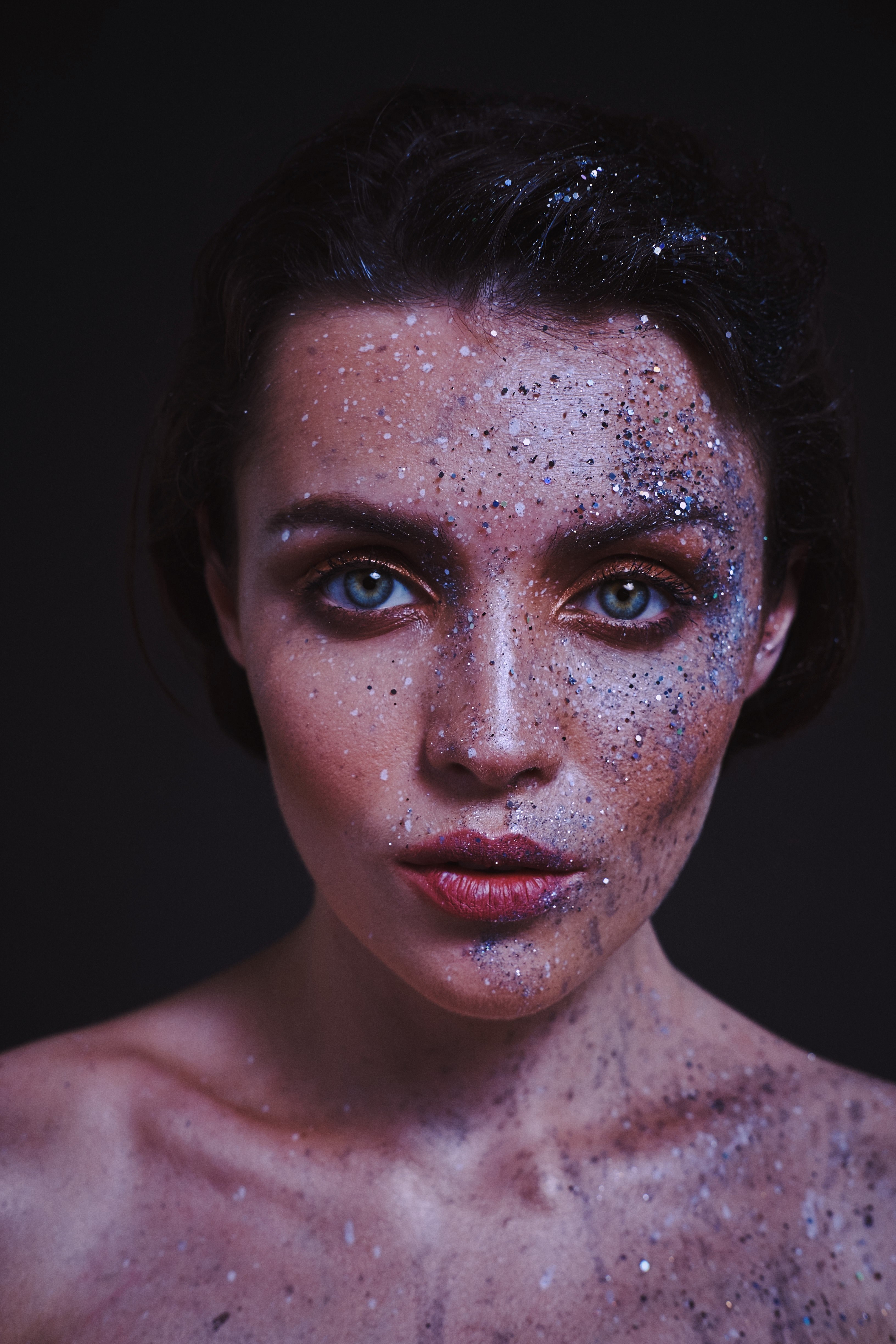 woman portrait glitter and sparkle hd, 4k, Phone HD Wallpaper