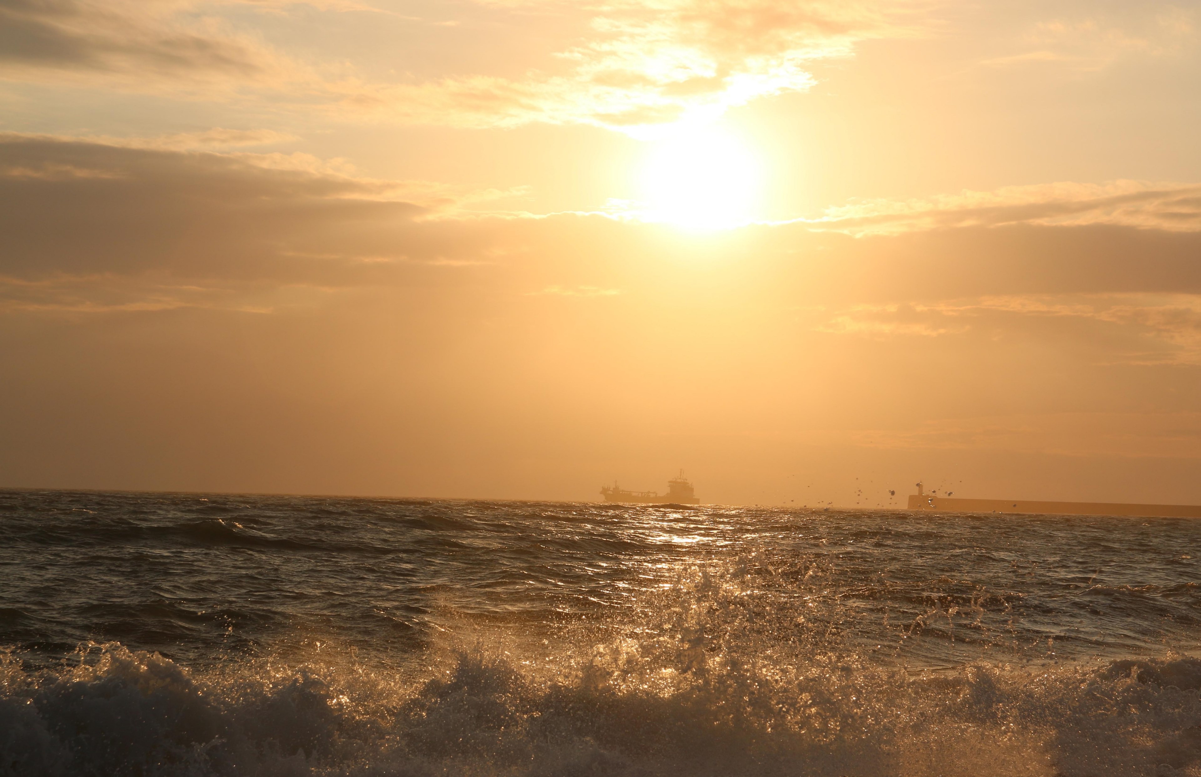 dusk sunset seaside and mist 4k, HD Wallpaper