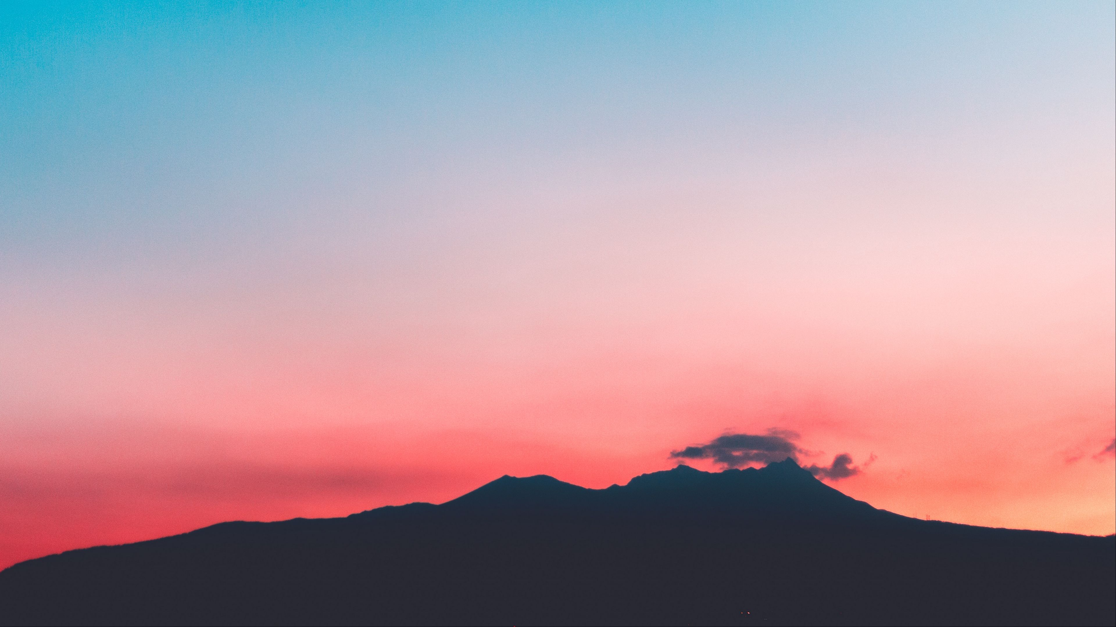 mountains, sunset, sky, 4k, HD Wallpaper