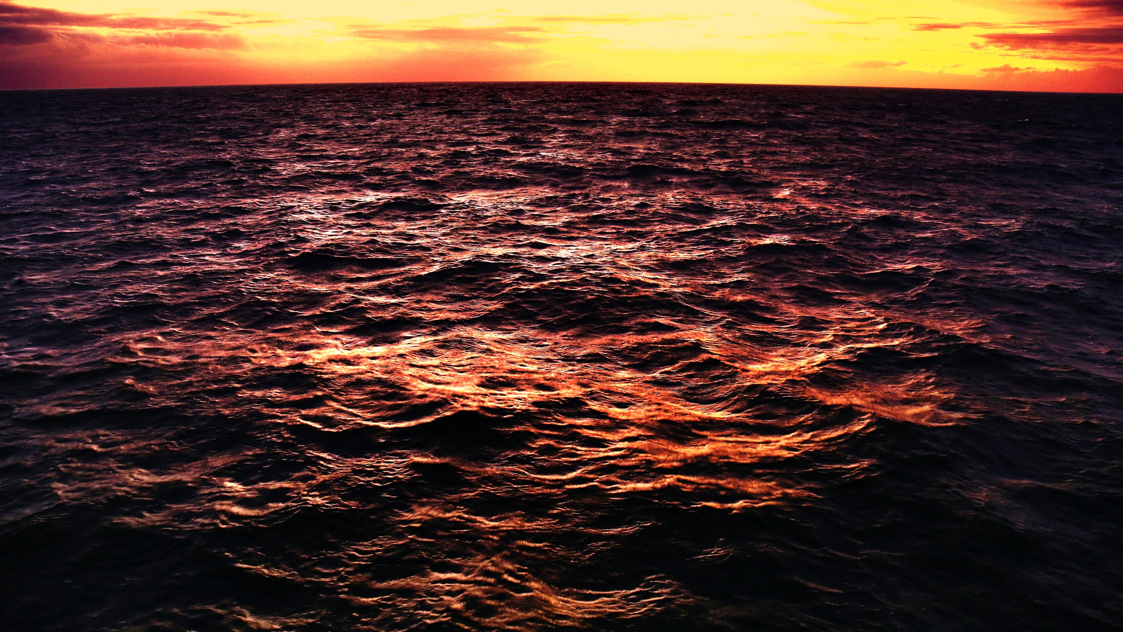 sea sunset ocean and sky 4k, HD Wallpaper
