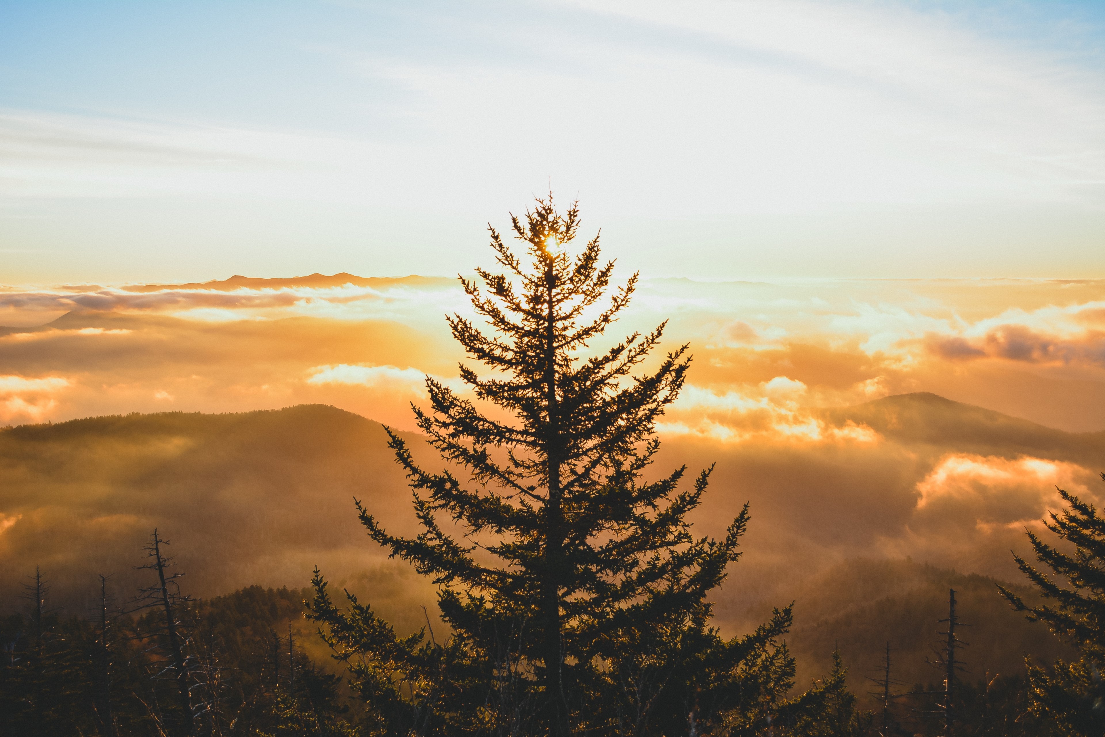 tennessee smoky mountain sunrise and mountain 4k, HD Wallpaper